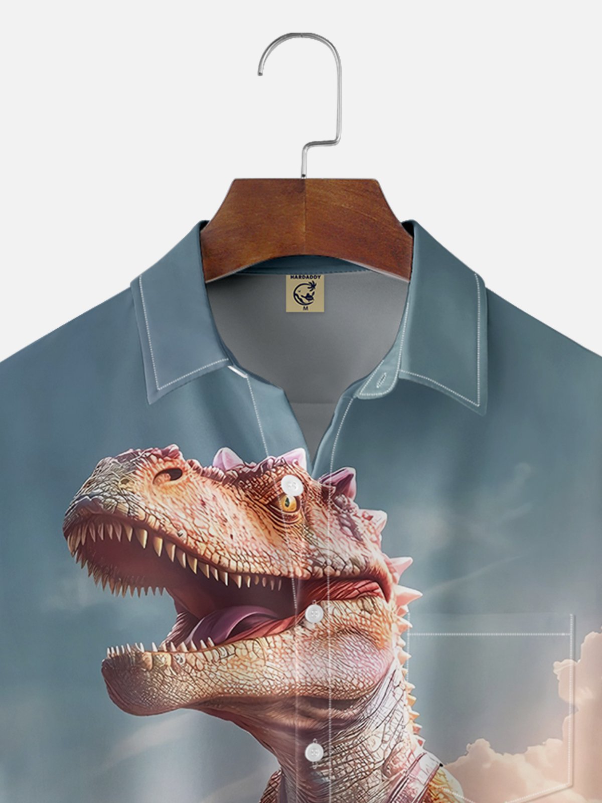 Moisture-wicking Dinosaur Bicycle Fun Chest Pocket Casual Shirt