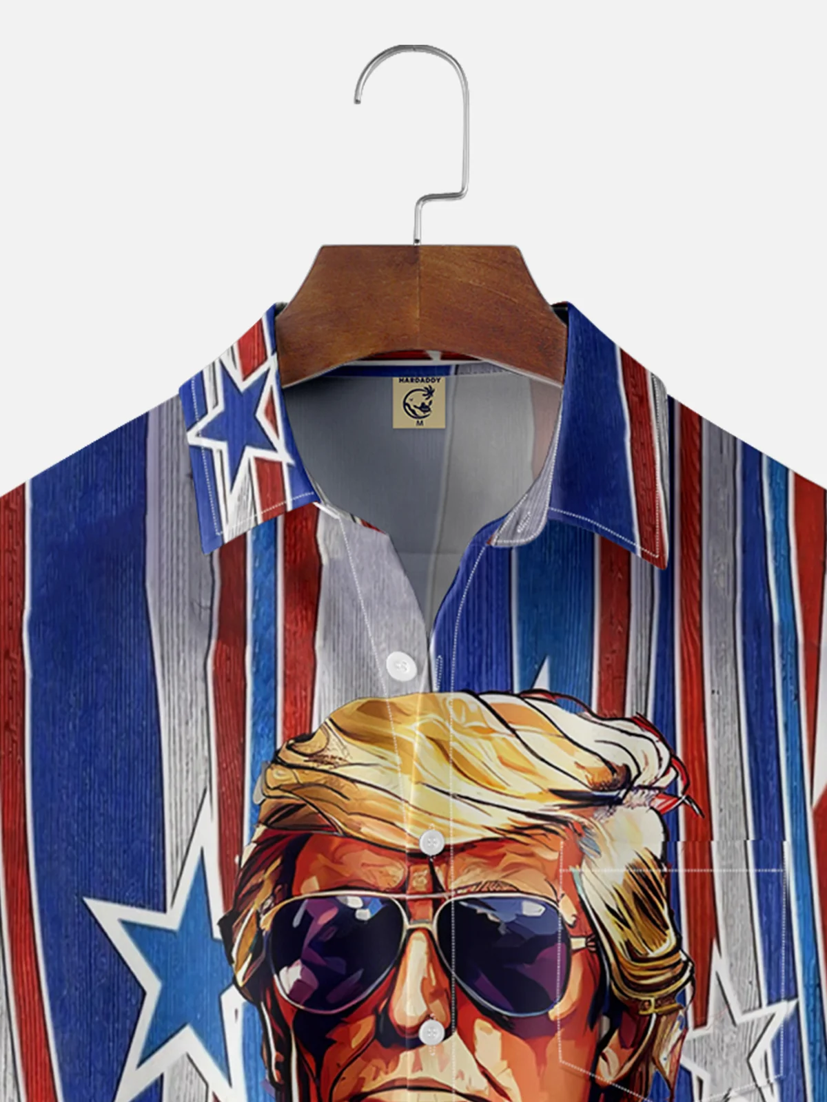 Moisture-wicking Trump American Flag Art Independence Day Chest Pocket Casual Shirt