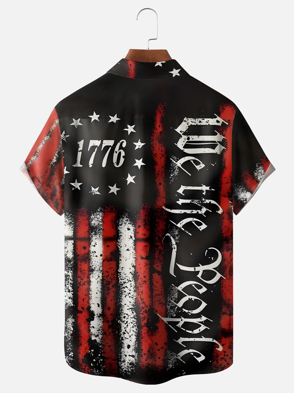 Moisture Wicking 1776 Declaration of Independence 4th of July Chest Pocket Hawaiian Shirt