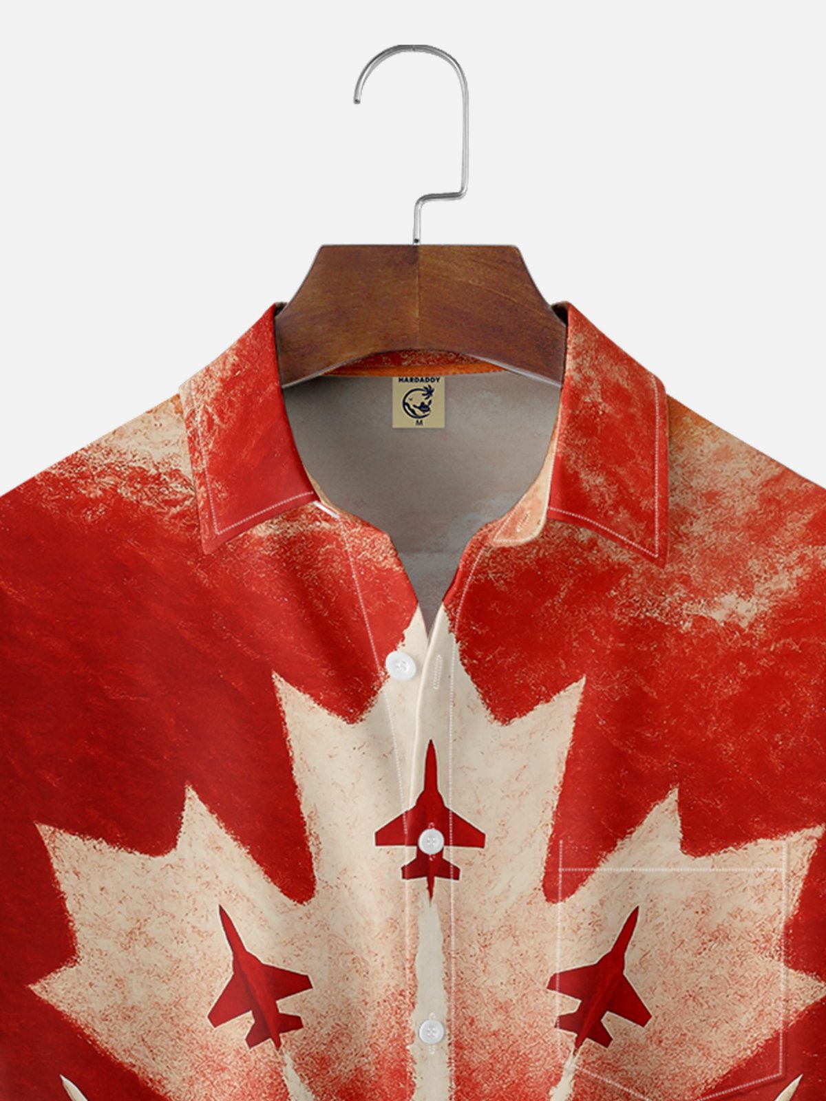 Moisture-wicking Canadian Flag Airplane Maple Leaf Art Chest Pocket Casual Shirt