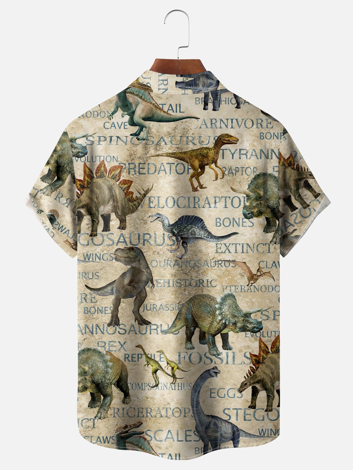 Moisture Wicking Dinosaur Chest Pocket Hawaiian Shirt