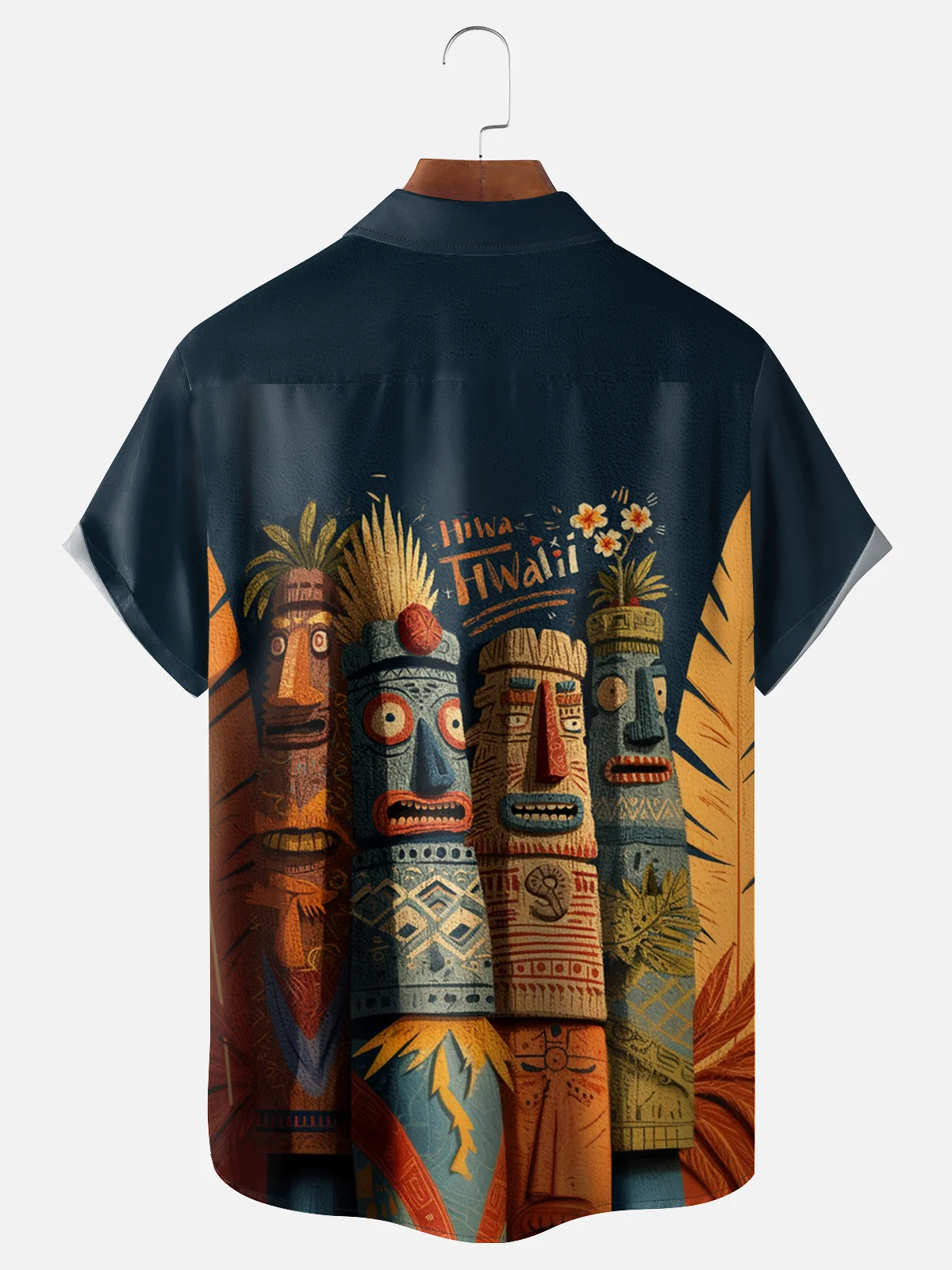 Moisture-wicking Tiki Chest Pocket Hawaiian Shirt