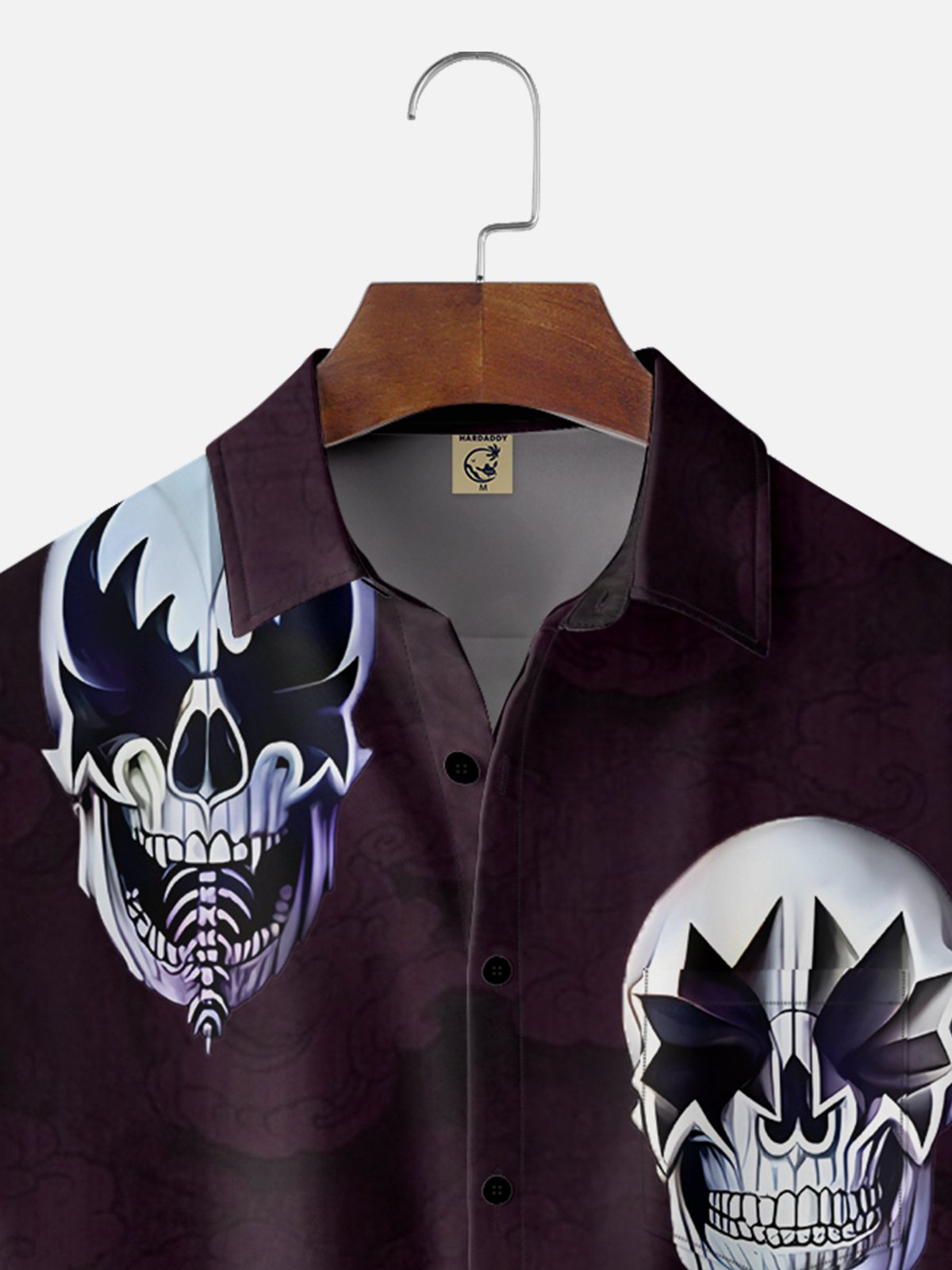 Moisture-wicking Rock Skeleton Art Band Chest Pocket Casual Shirt