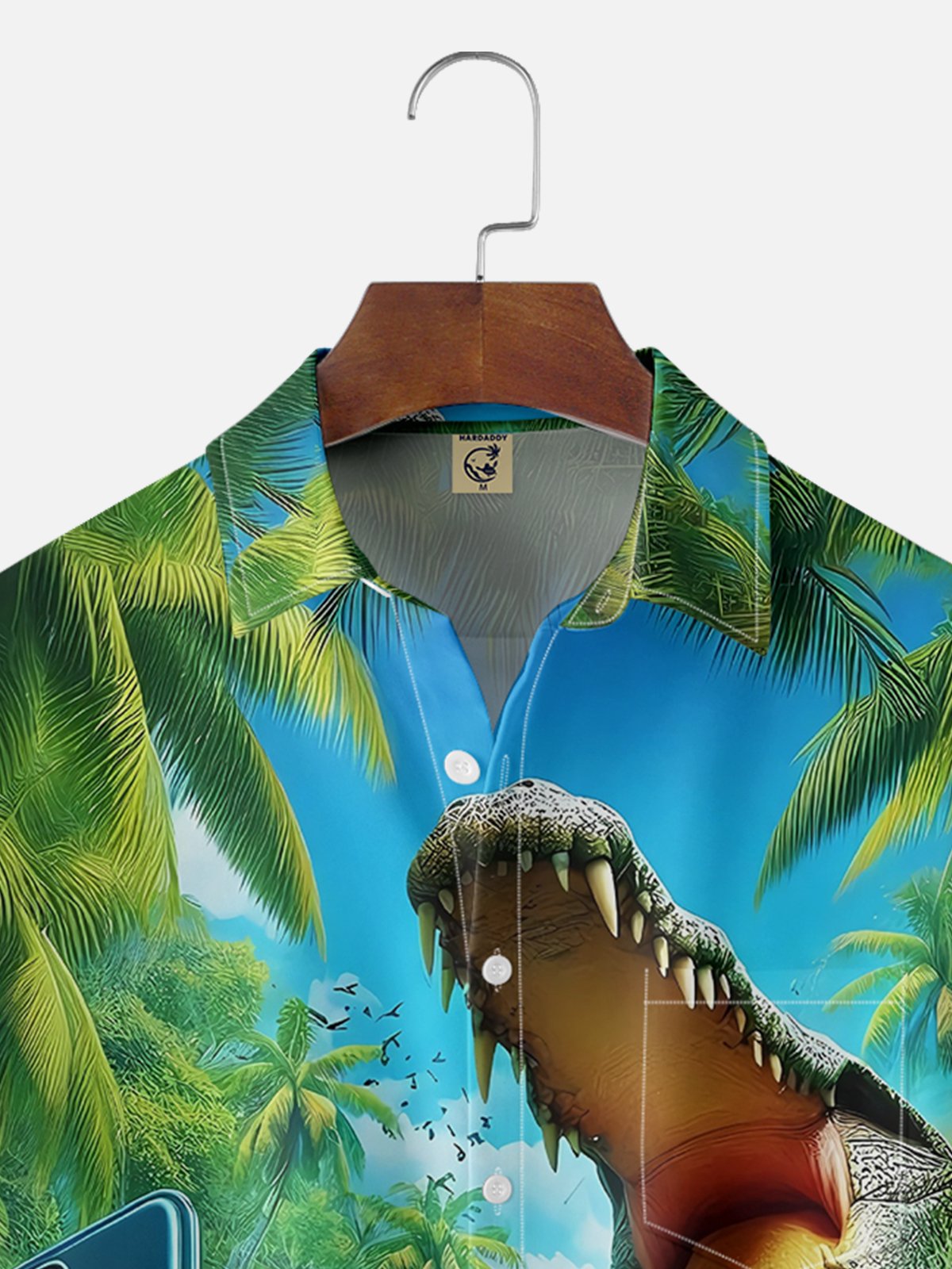 Moisture-wicking Cat Alligator Selfie Chest Pocket Hawaiian Shirt