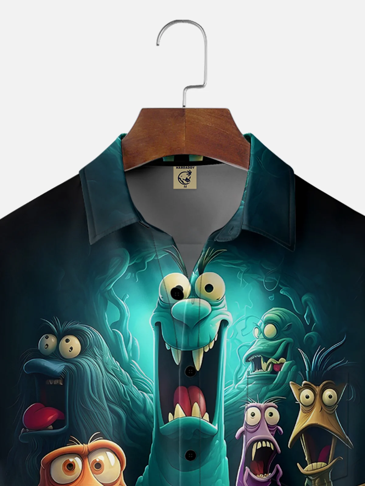 Moisture-wicking Big Eye Monster Funny Art Chest Pocket Hawaiian Shirt