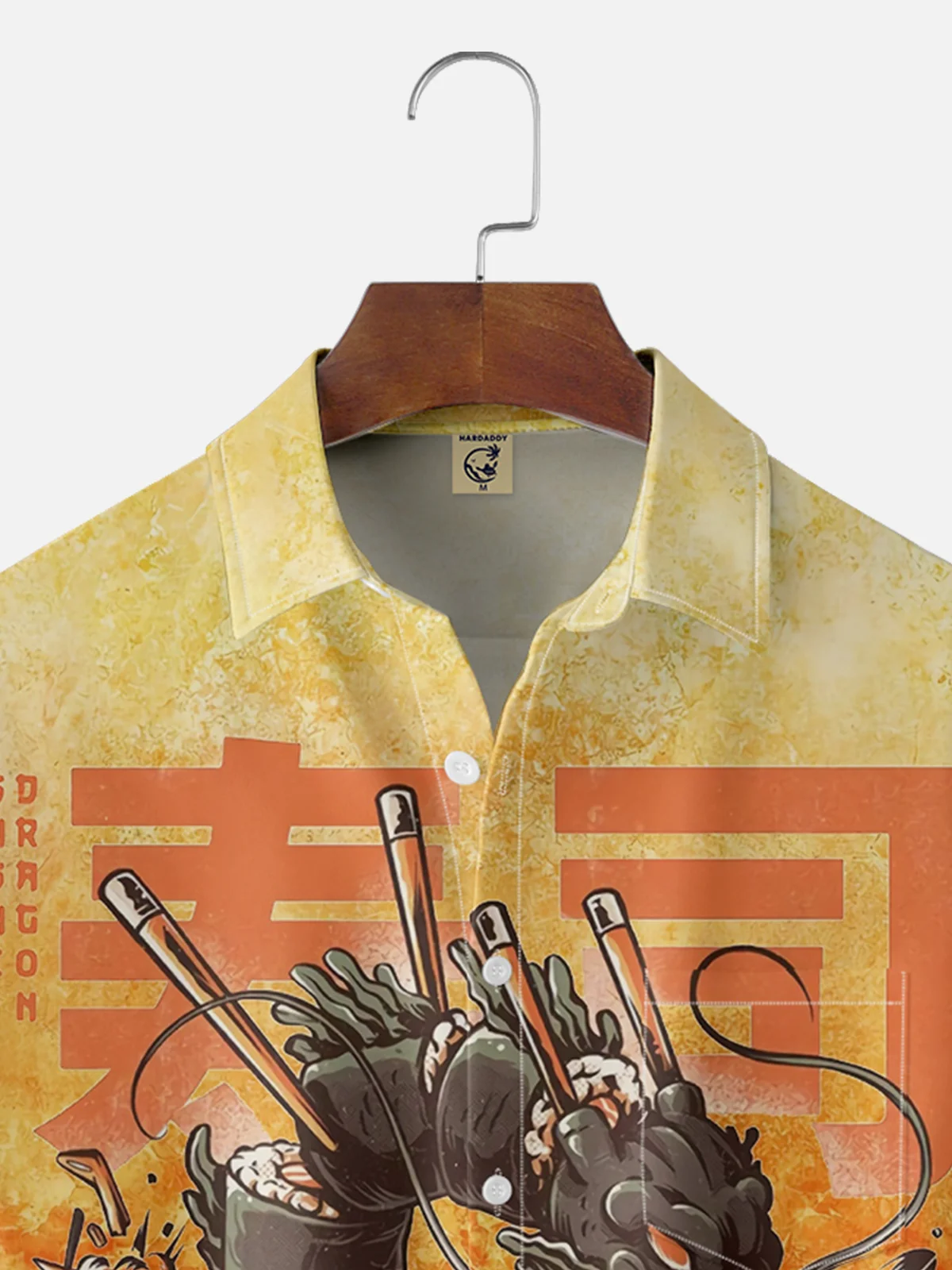 Moisture-wicking Dragon Sushi Wave Chest Pocket Casual Shirt