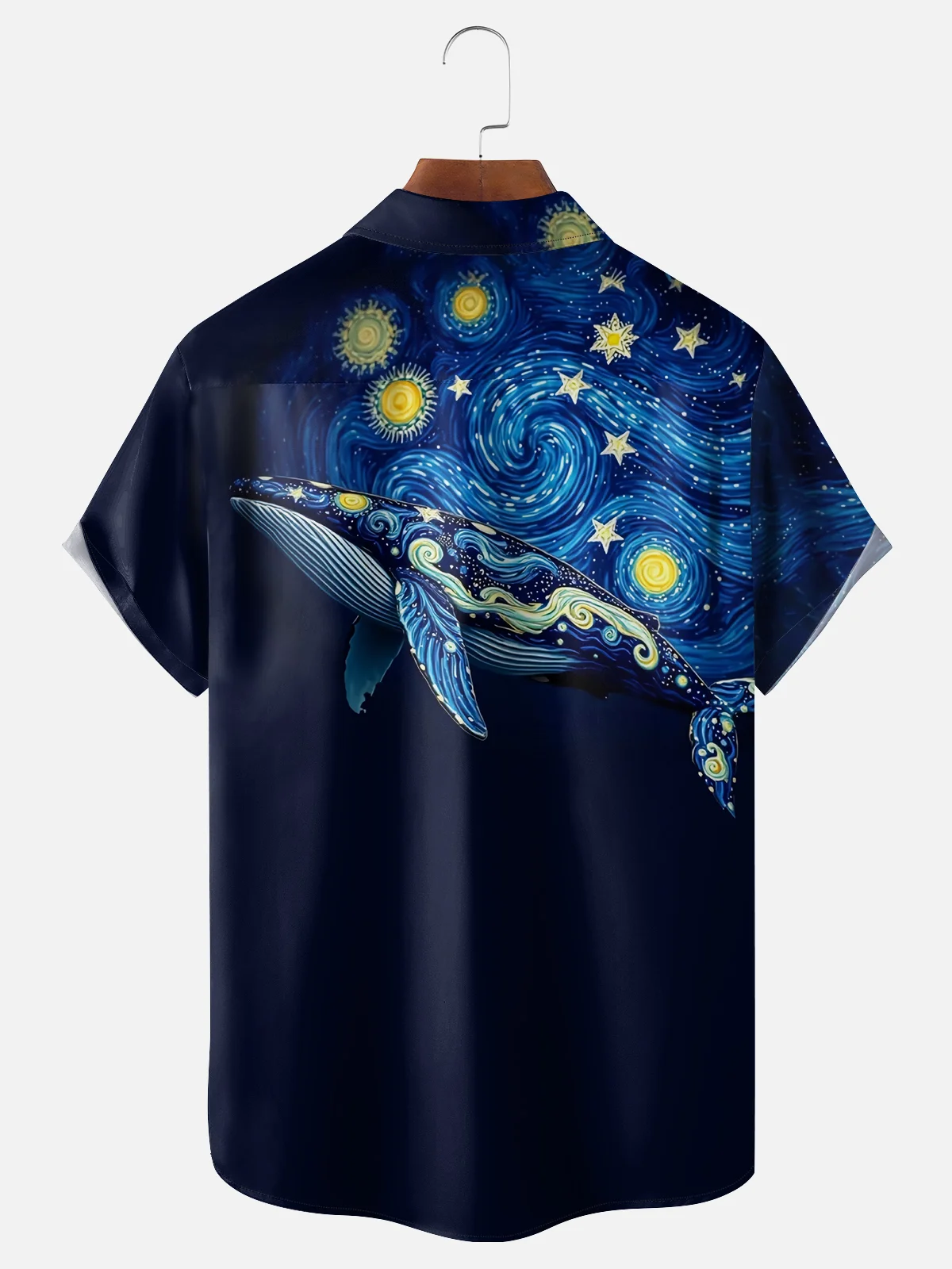Moisture Wicking Starry Sky Whale Chest Pocket Hawaiian Shirt
