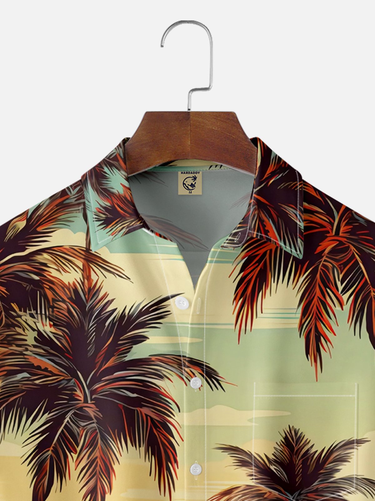 Moisture-wicking Palm Tree Chest Pocket Hawaiian Shirt