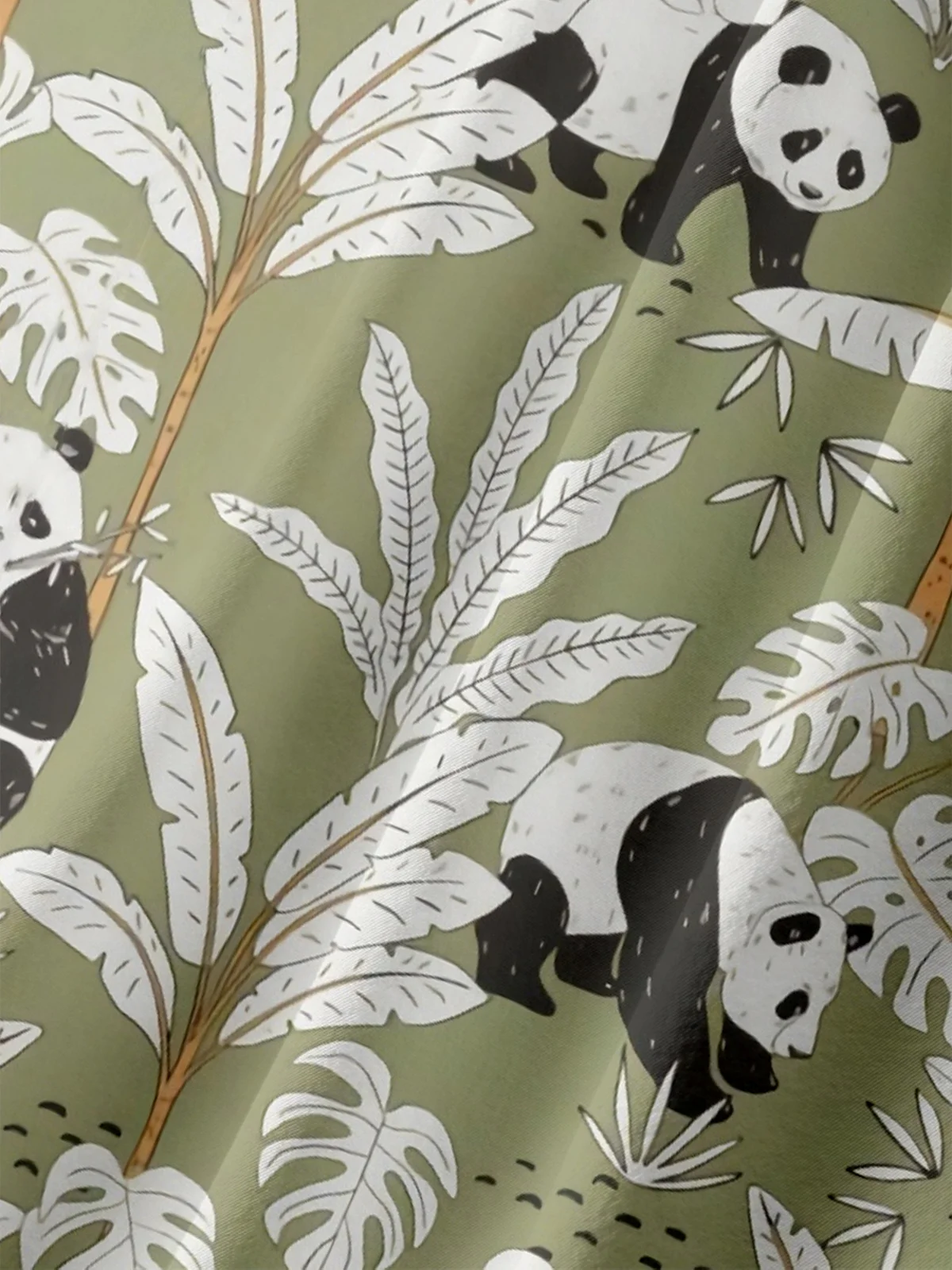 Moisture-wicking Tropical Panda Chest Pocket Hawaiian Shirt