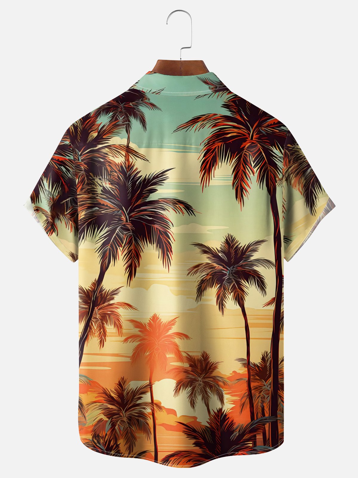 Moisture-wicking Palm Tree Chest Pocket Hawaiian Shirt