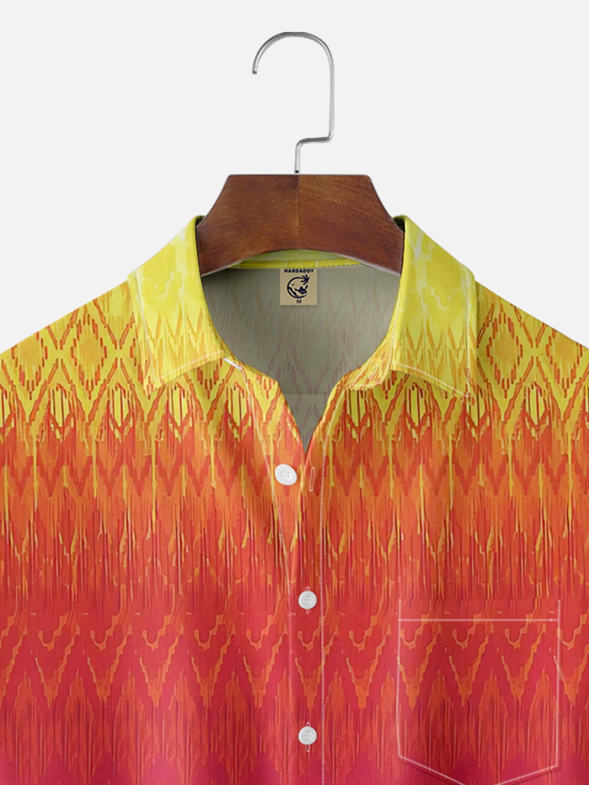Moisture-wicking Gradient Color Geomatric Chest Pocket Casual Shirt