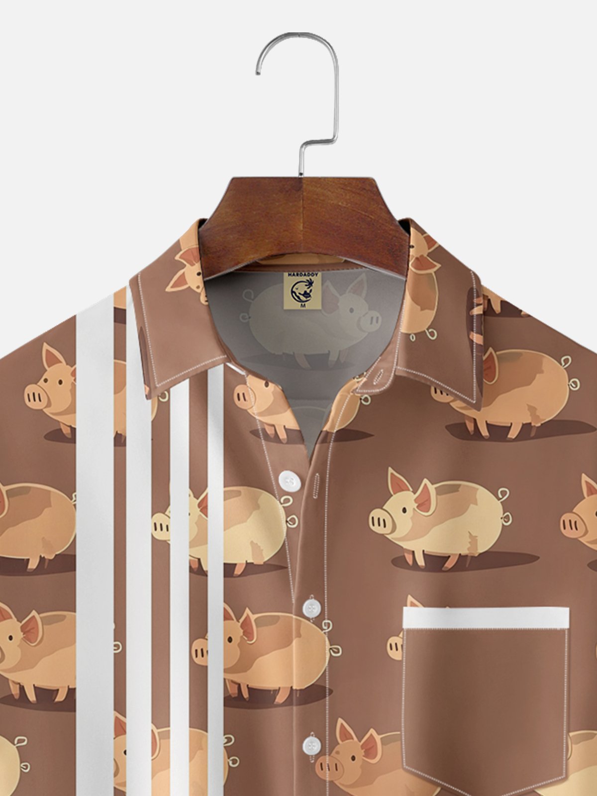 Moisture-wicking Pigs Chest Pocket Bowling Shirt