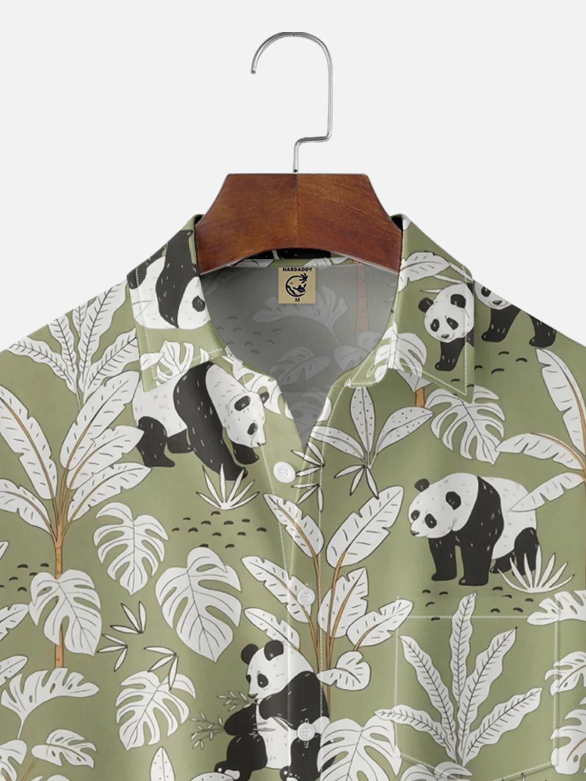 Moisture-wicking Tropical Panda Chest Pocket Hawaiian Shirt