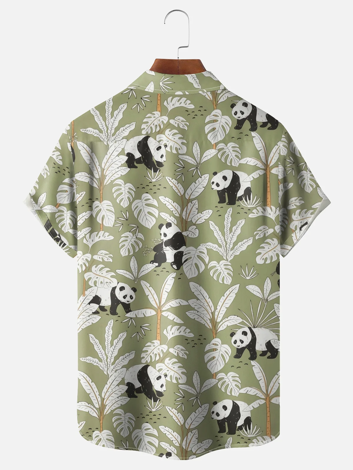Moisture-wicking Tropical Panda Chest Pocket Hawaiian Shirt
