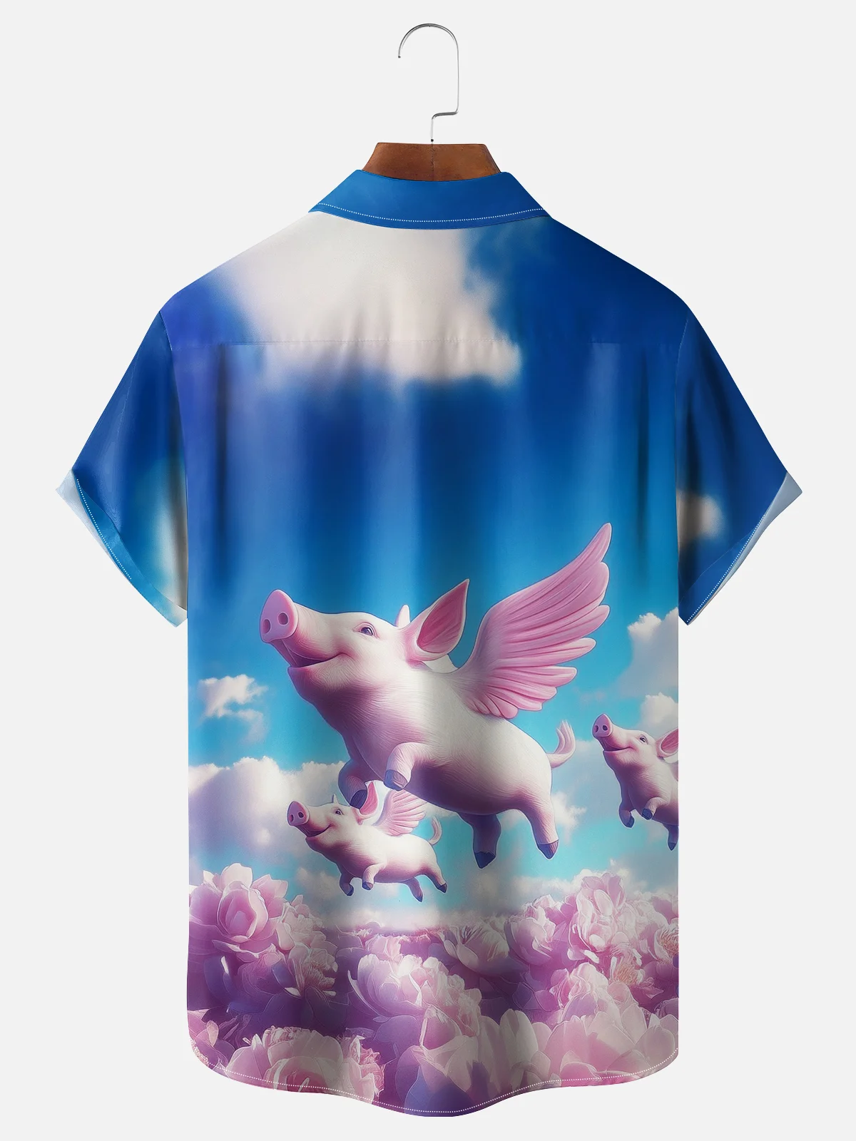 Moisture-wicking Flying Pigs Chest Pocket Casual Shirt
