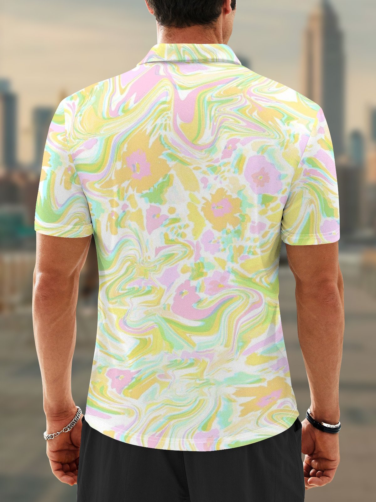 Moisture Wicking Artistic Abstract Gradient Colors Golf Polo