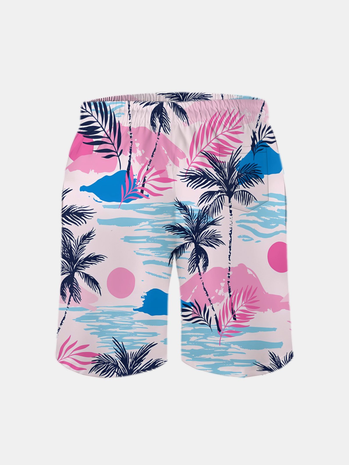 Men's Swim Trunks Hawaiian Tropical Palm Tree Beach Shorts with Pockets