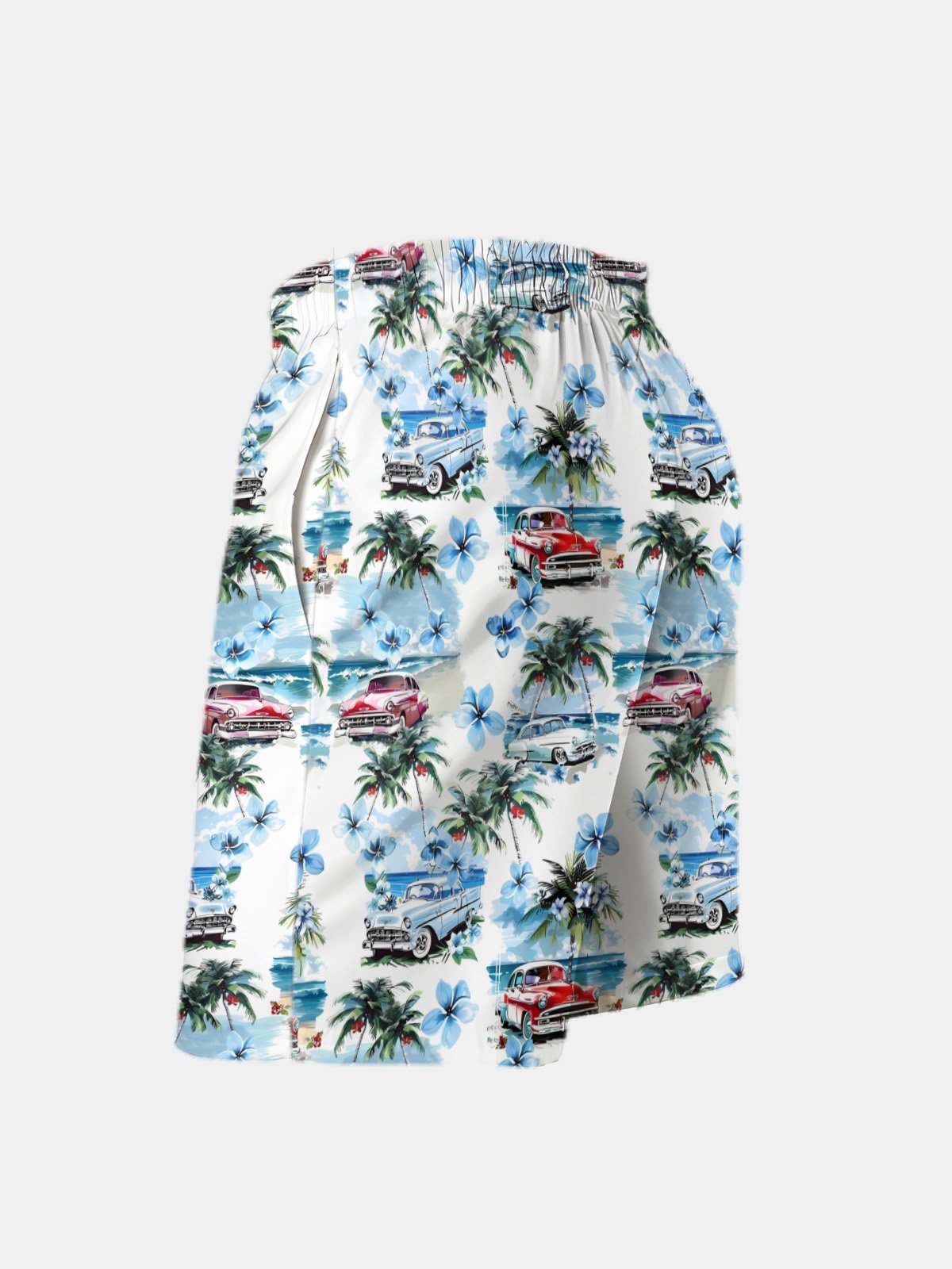 Men's Swim Trunks Hawaiian Tropical Palm Tree Beach Shorts with Pockets