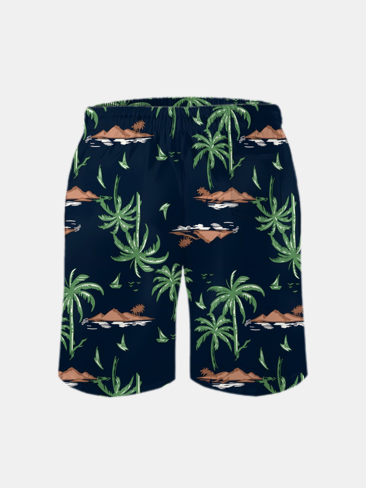 Men's Swim Trunks Hawaiian Tropical Palm Tree Beach Shorts with Pockets