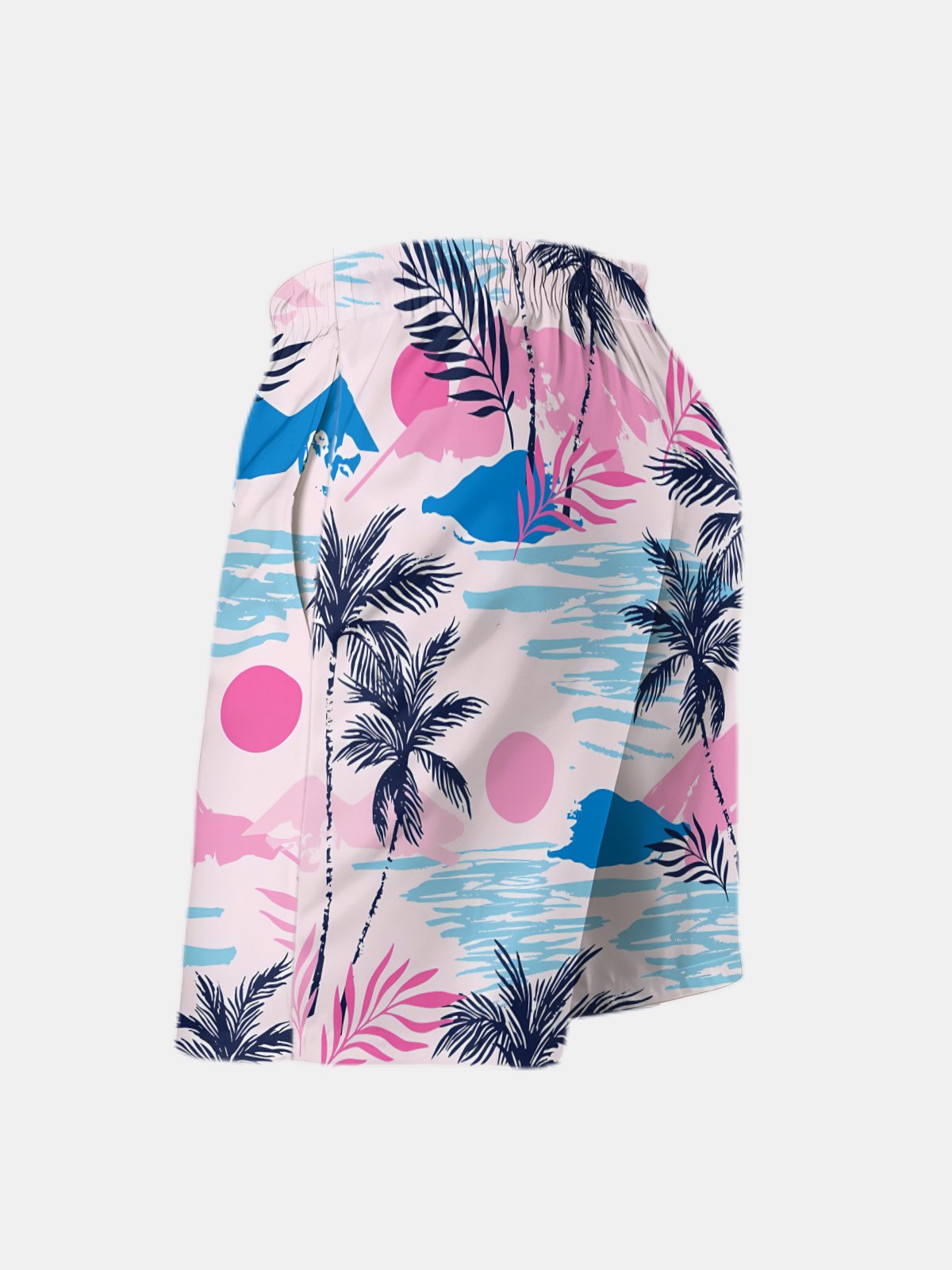 Men's Swim Trunks Hawaiian Tropical Palm Tree Beach Shorts with Pockets