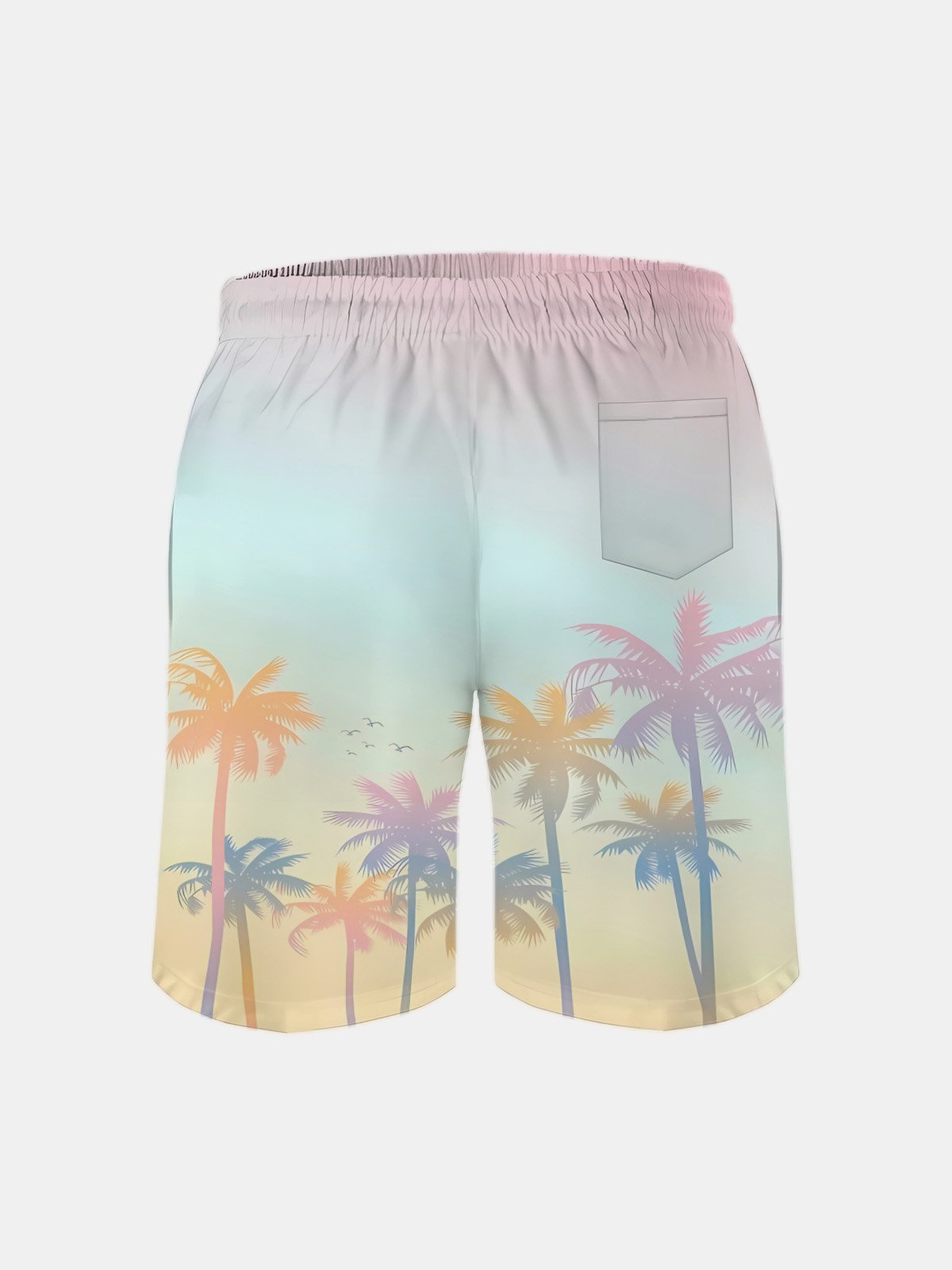 Men's Swim Trunks Hawaiian Tropical Palm Tree Beach Shorts with Pockets