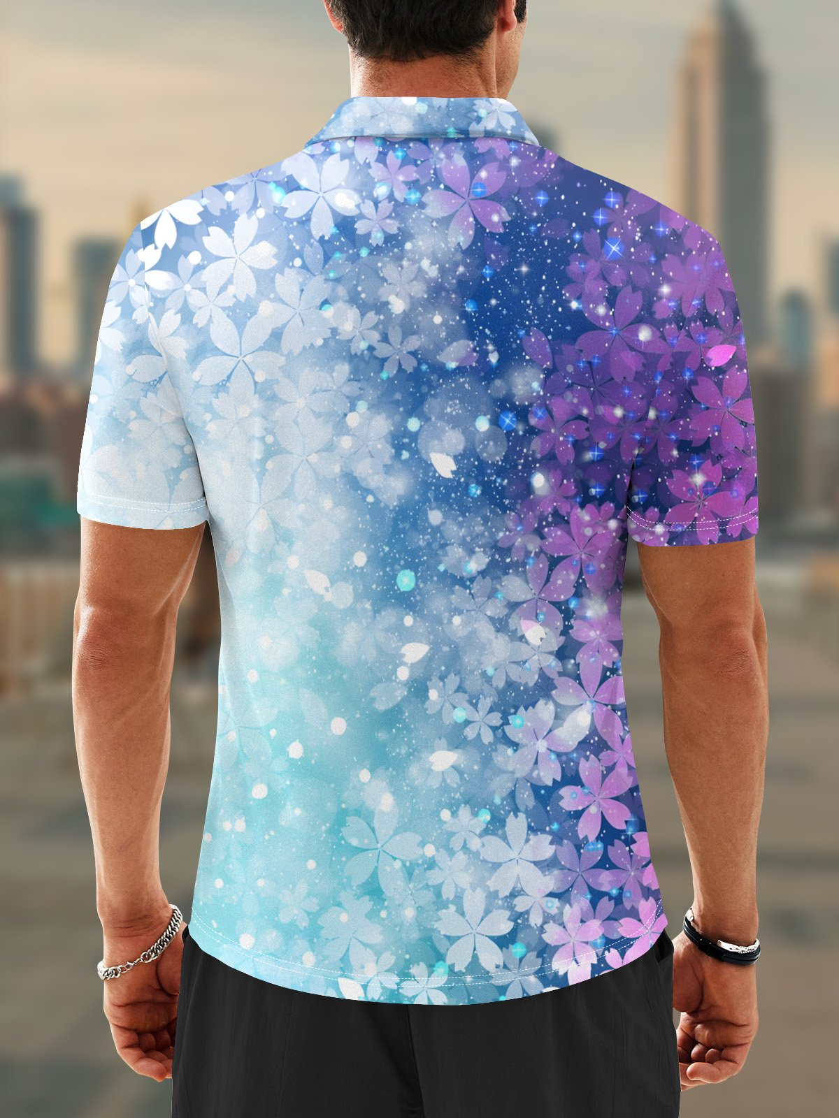 Moisture Wicking Cherry Blossom Gradient Golf Polo