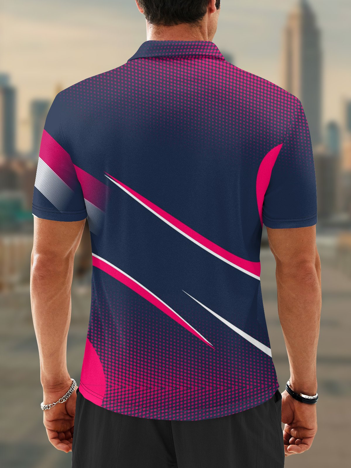 Moisture Wicking Artistic Geometric Dots Golf Polo