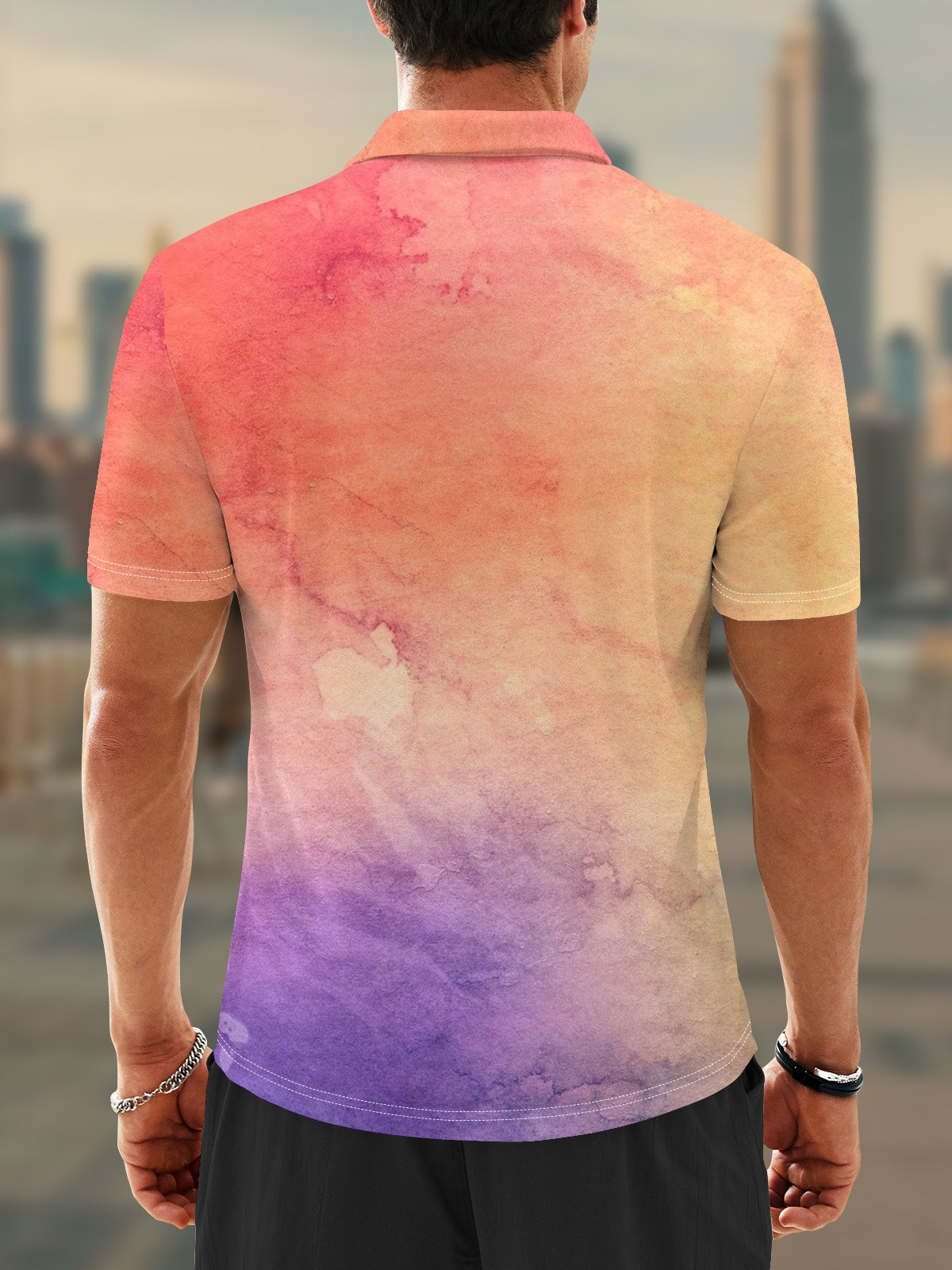 Moisture Wicking Hawaiian Pineapple Gradient Color Golf Polo