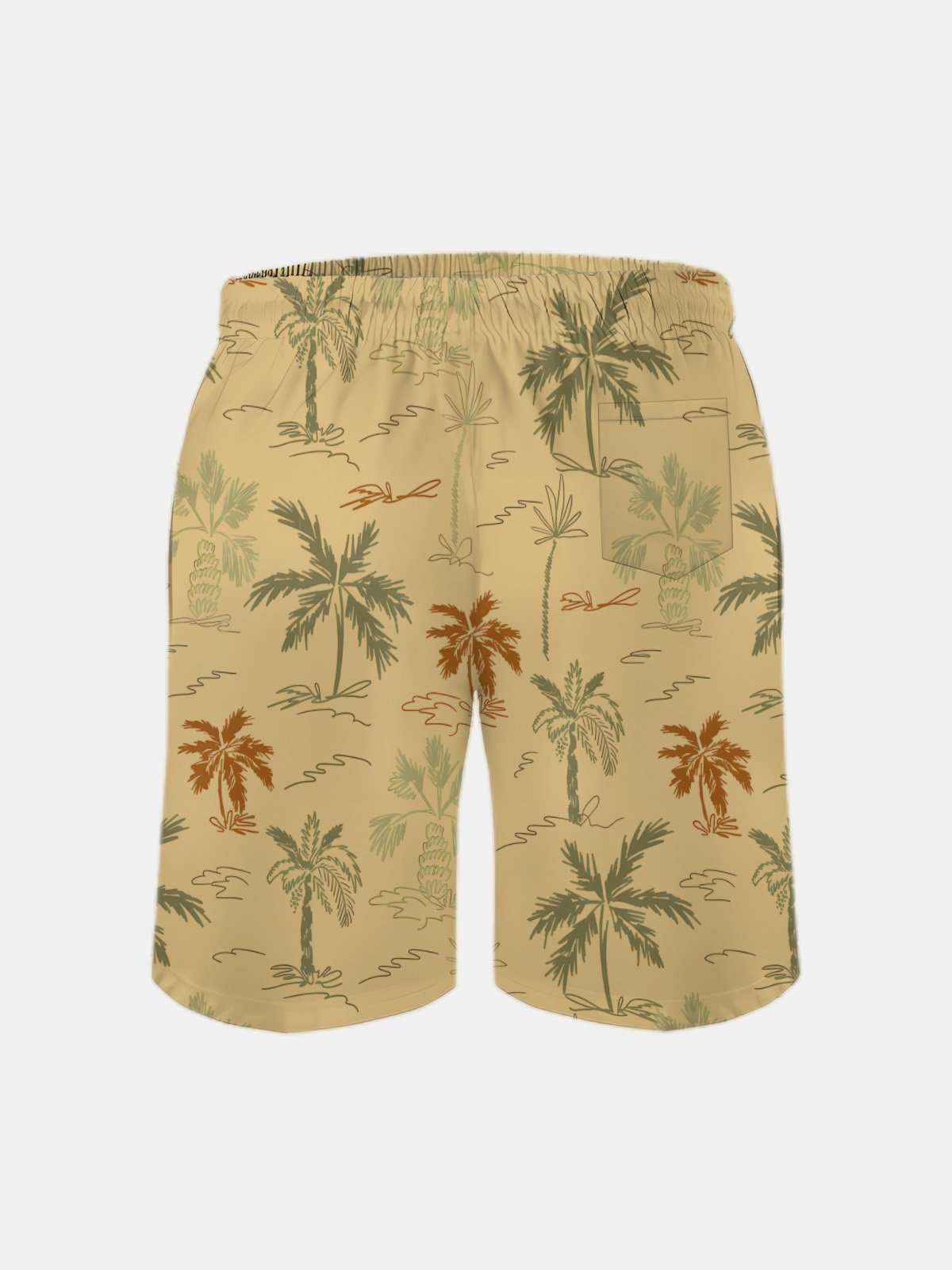 Men's Swim Trunks Hawaiian Tropical Palm Tree Beach Shorts with Pockets