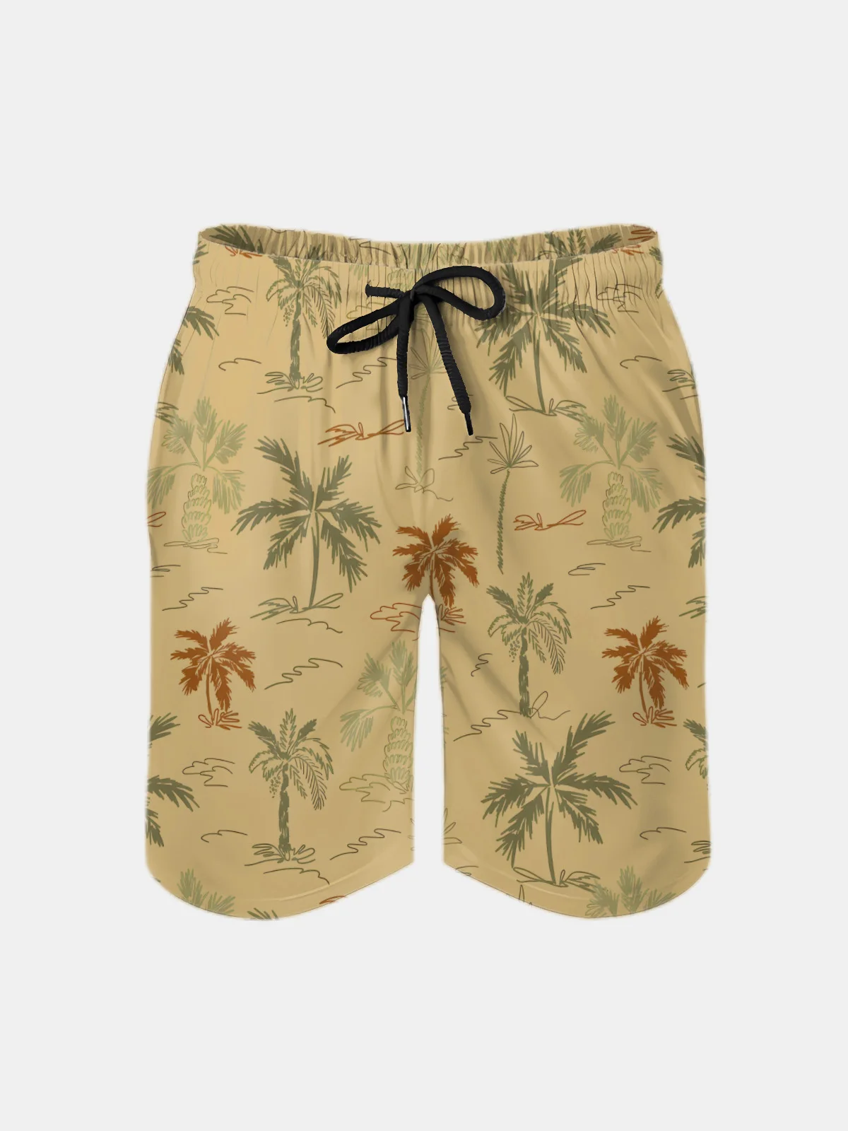Men's Swim Trunks Hawaiian Tropical Palm Tree Beach Shorts with Pockets
