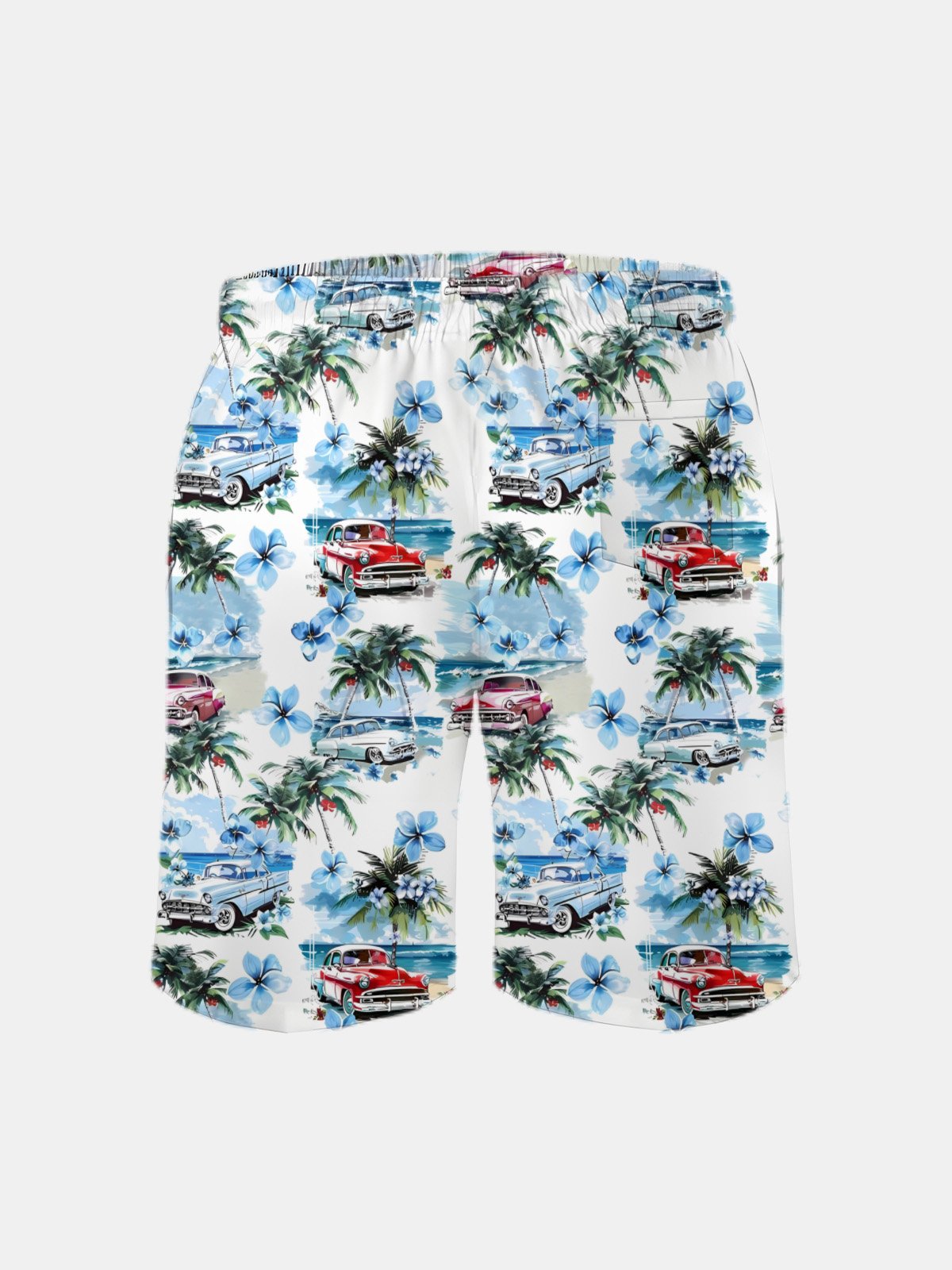 Men's Swim Trunks Hawaiian Tropical Palm Tree Beach Shorts with Pockets