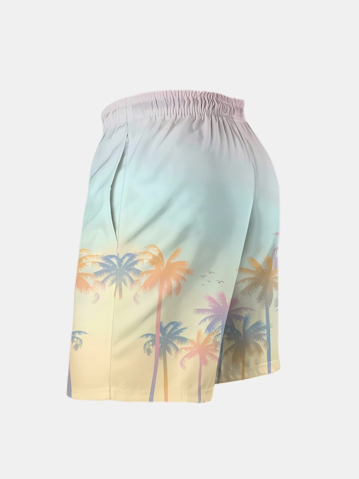 Men's Swim Trunks Hawaiian Tropical Palm Tree Beach Shorts with Pockets