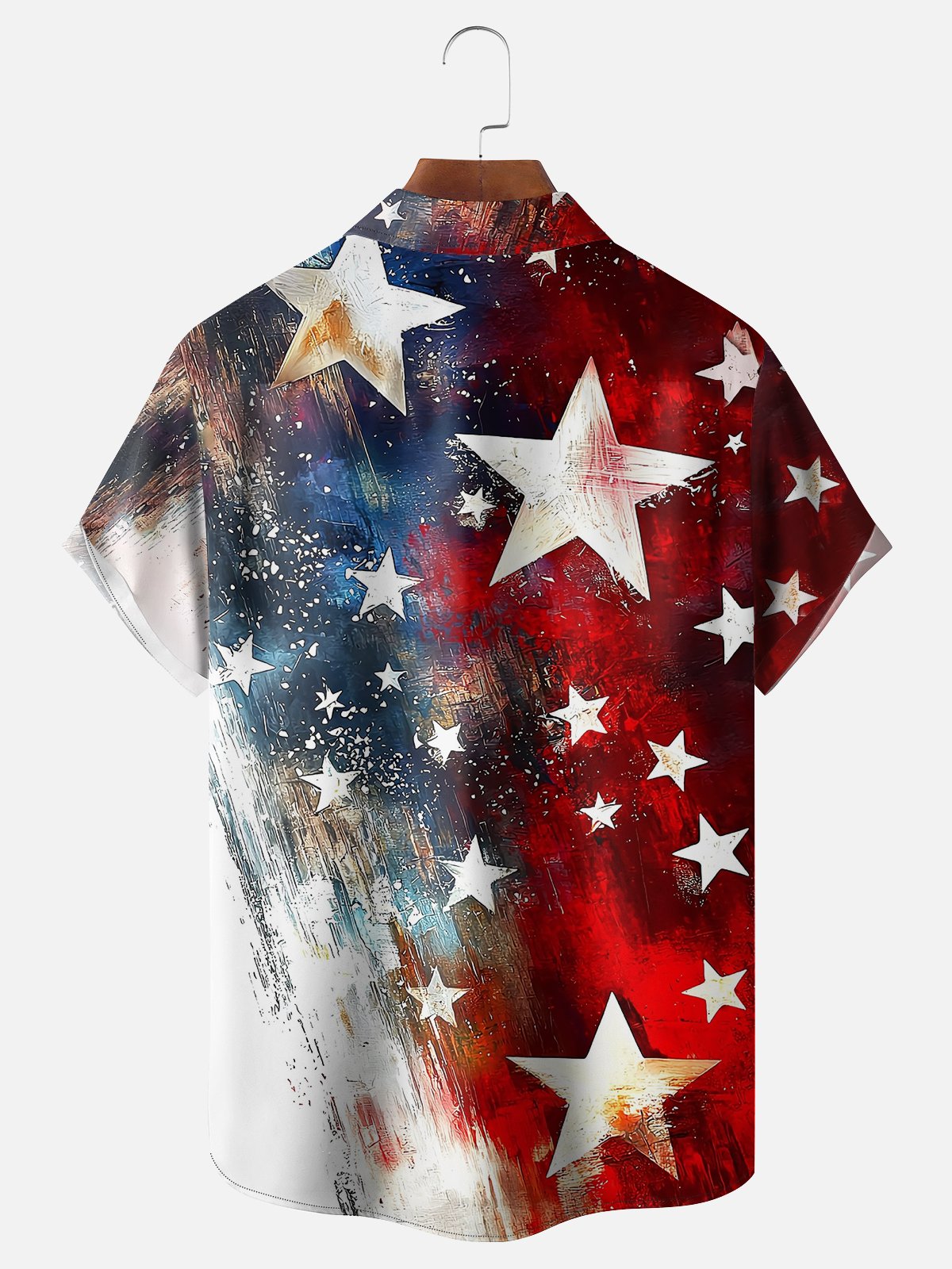 Moisture-wicking American Flag Art Chest Pocket Casual Shirt