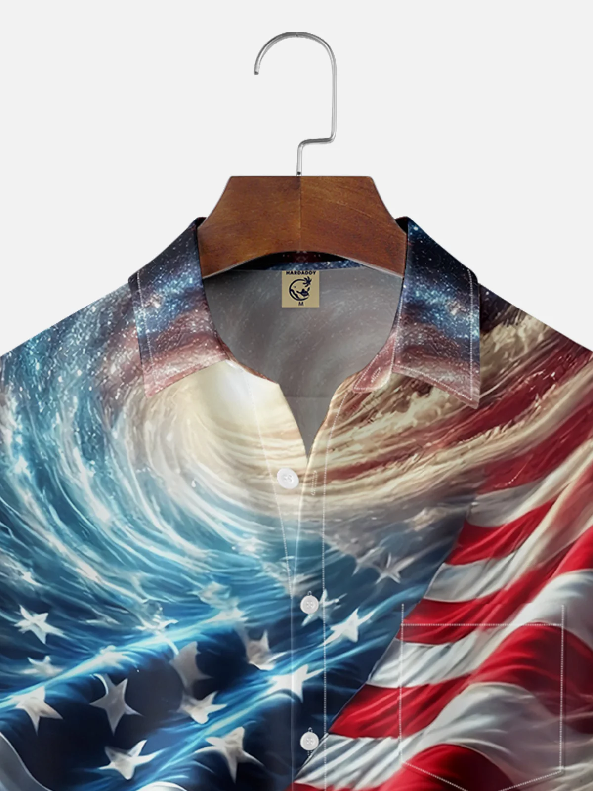 Moisture-wicking Memorial Day American Flag Chest Pocket Casual Shirt