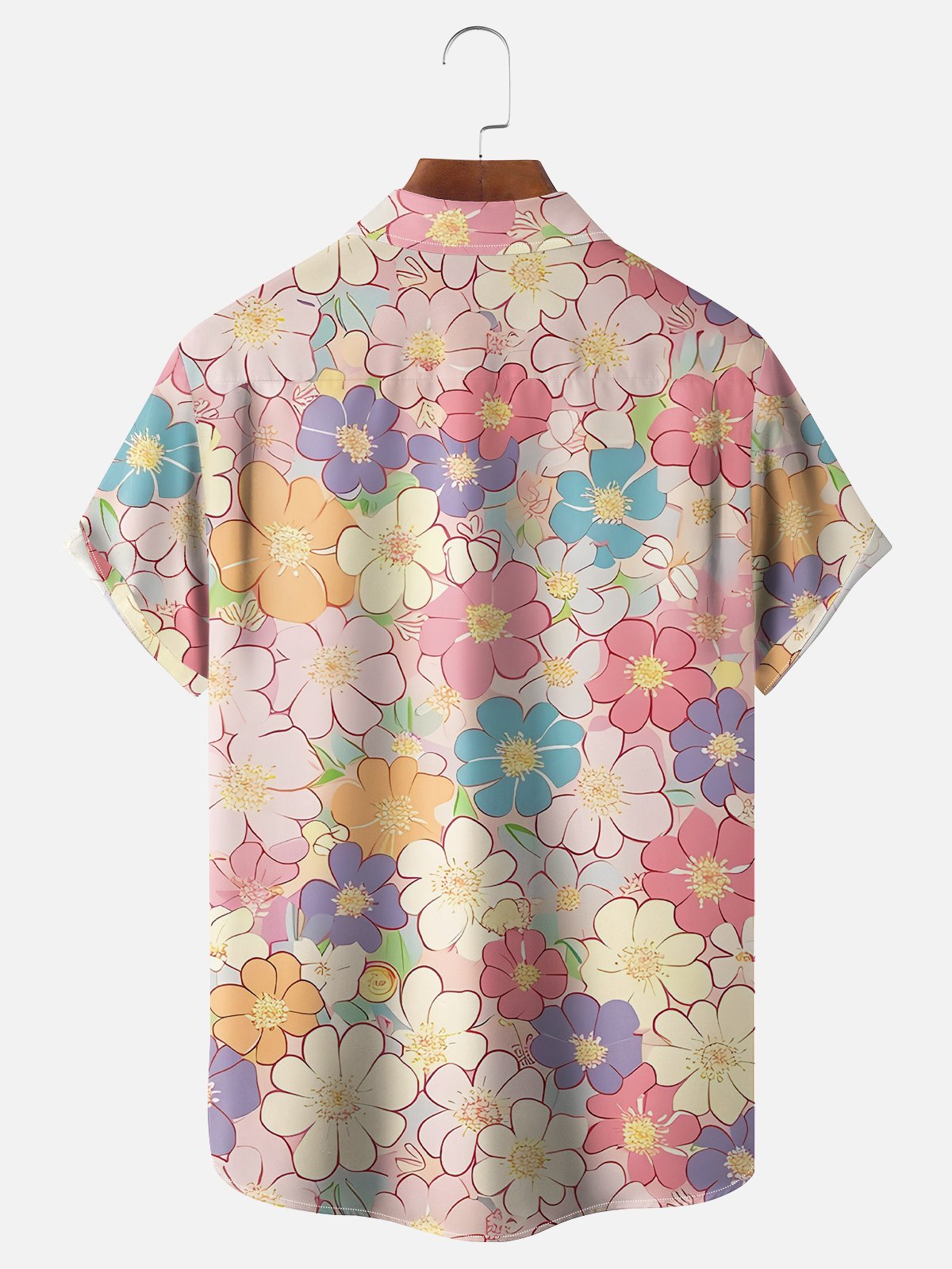 Moisture-wicking Fun Intricate Floral Chest Pocket Hawaiian Shirt