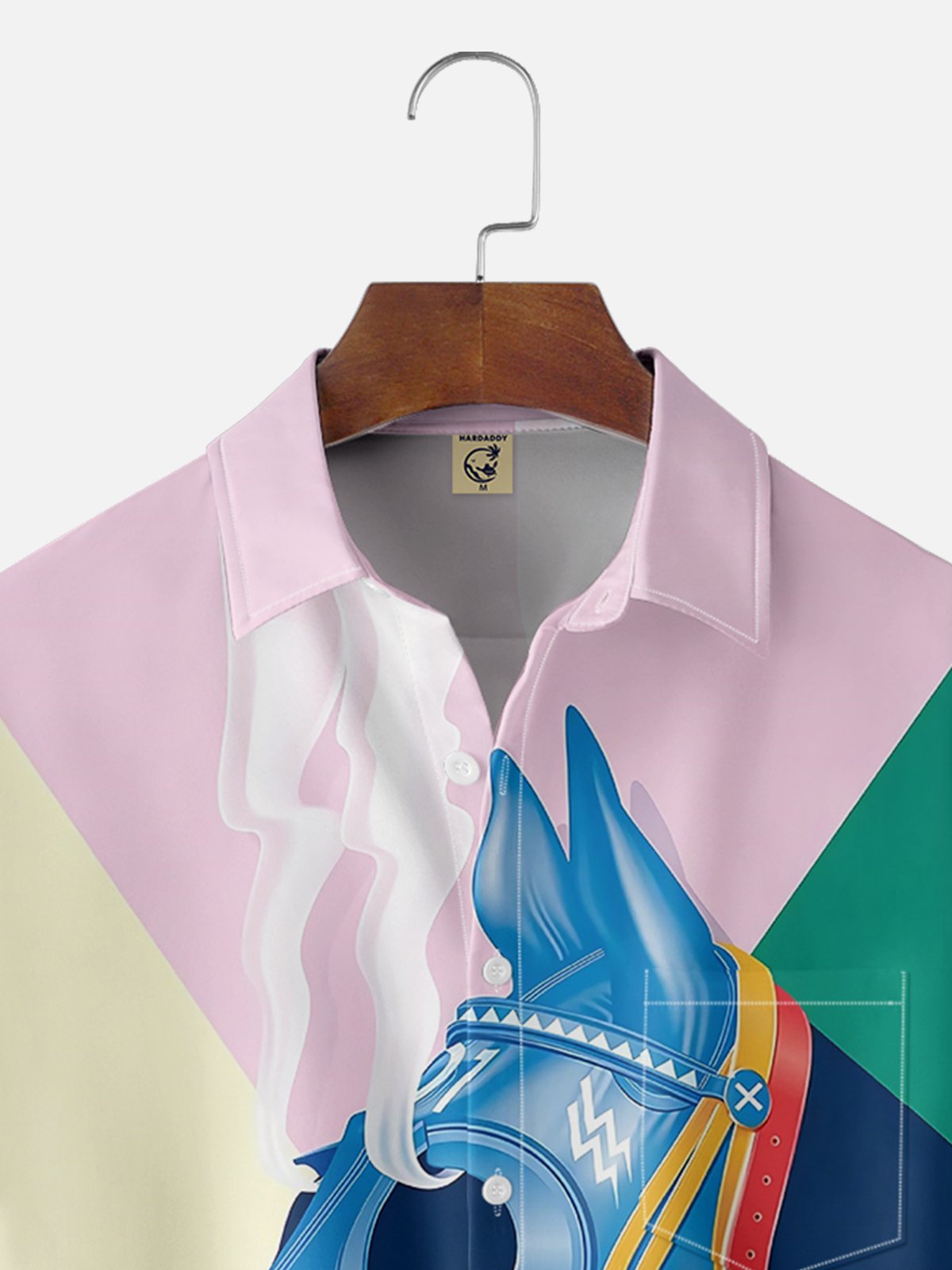 Moisture-wicking Horse Art Abstract Painting Chest Pocket Casual Shirt