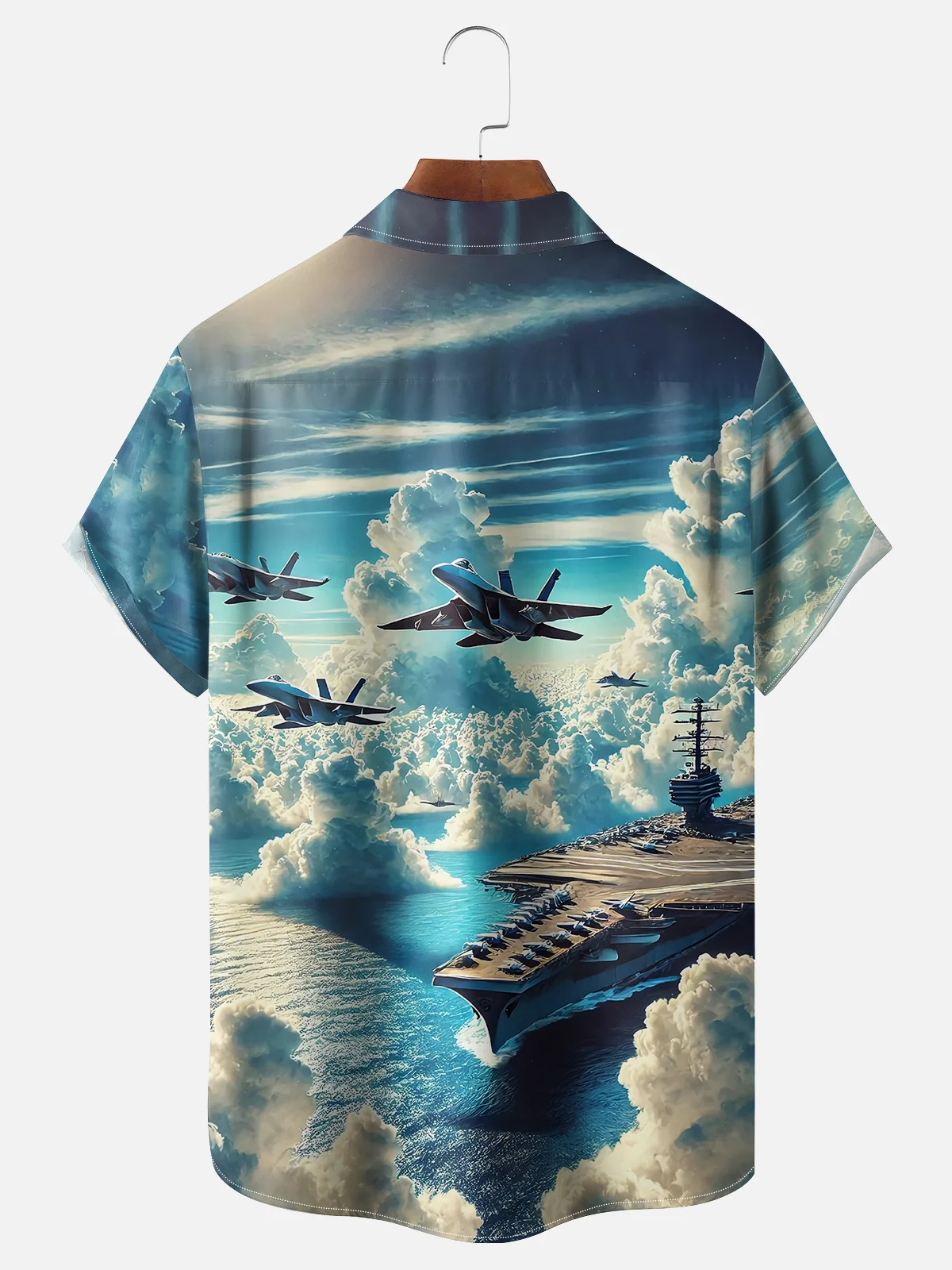 Moisture-wicking Air Force Aircraft Carrier Memorial Day Chest Pocket Casual Shirt