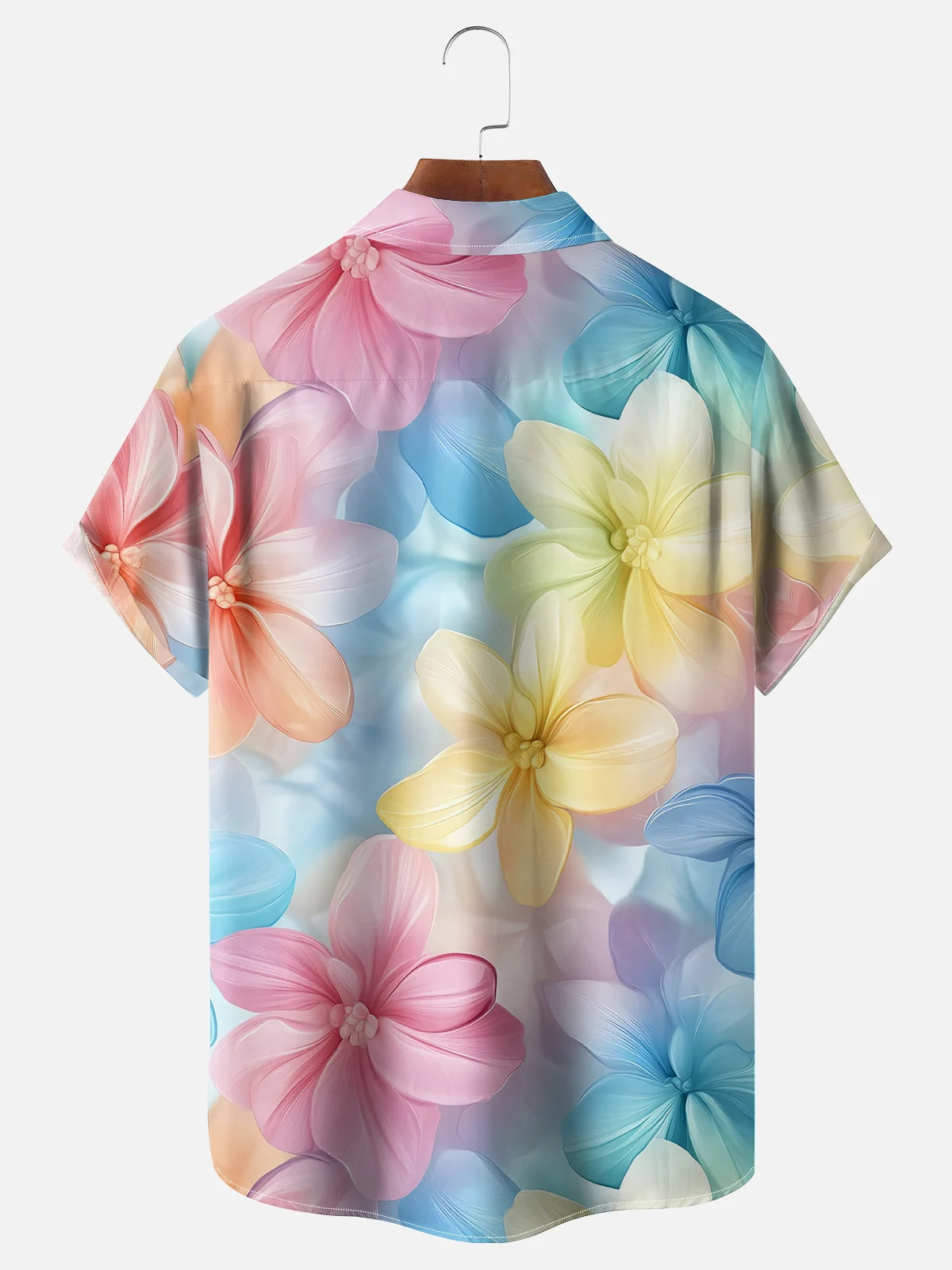 Moisture-wicking Colorful Floral Art Chest Pocket Hawaiian Shirt