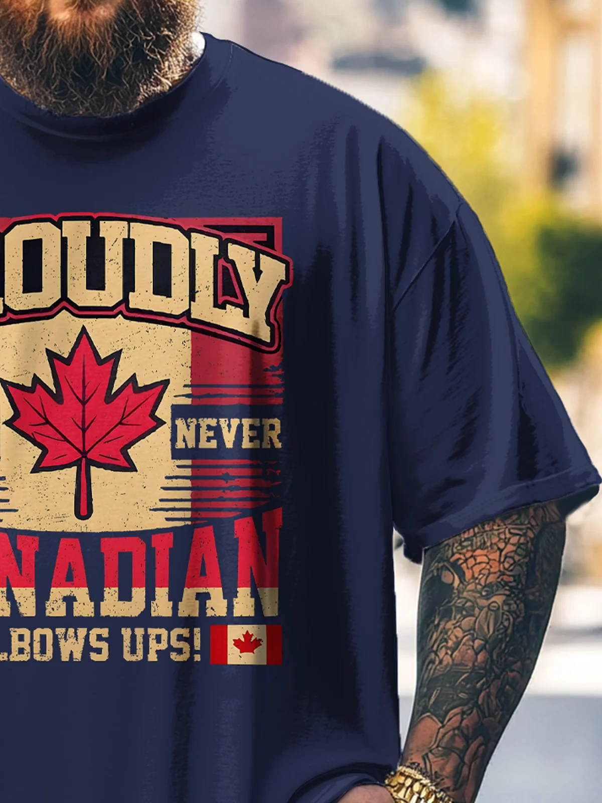 Big Size Men's Canada Day Art Multicolor Loose T-shirt