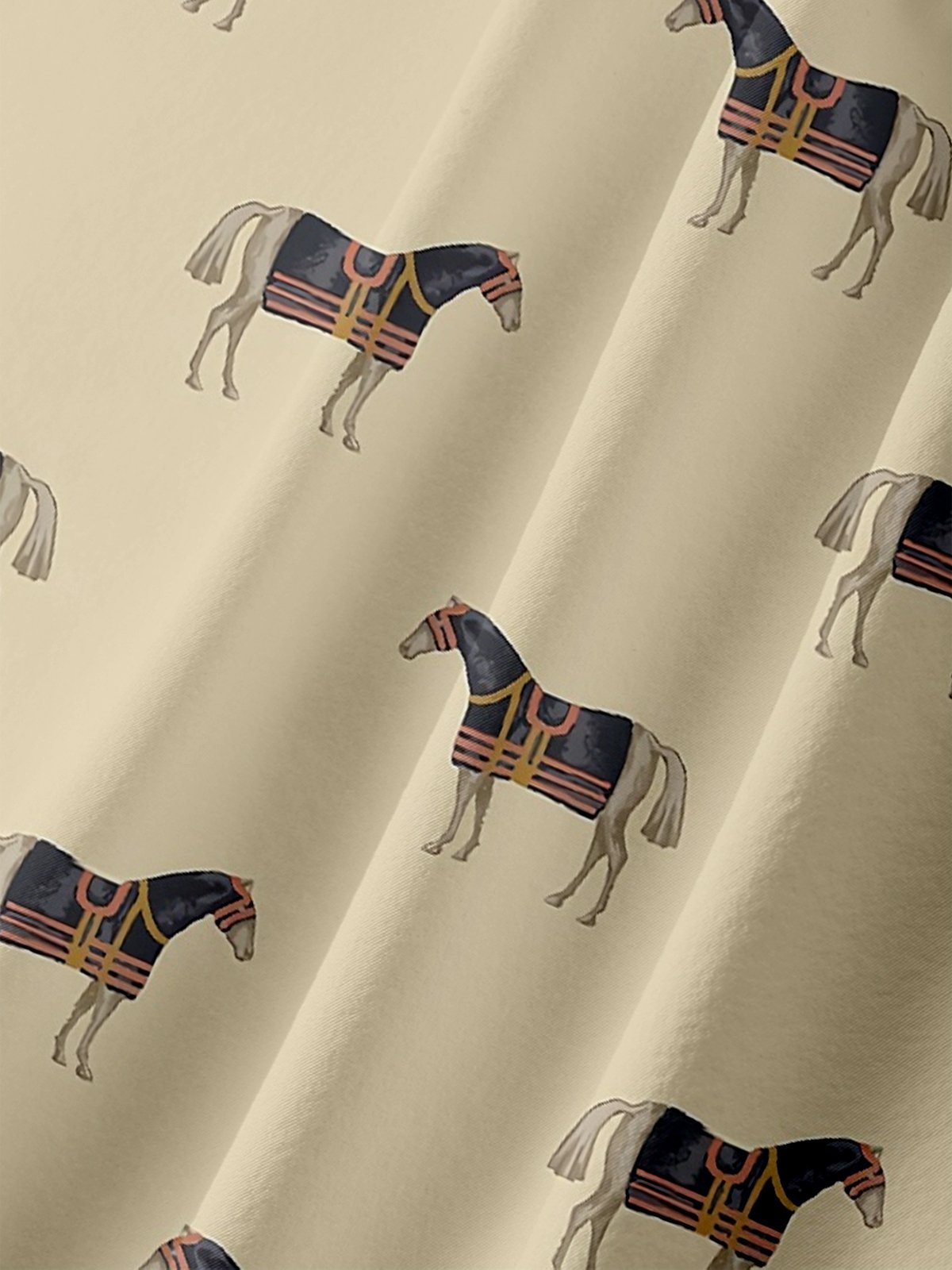 Moisture-wicking Horse Fun Print Chest Pocket Casual Shirt