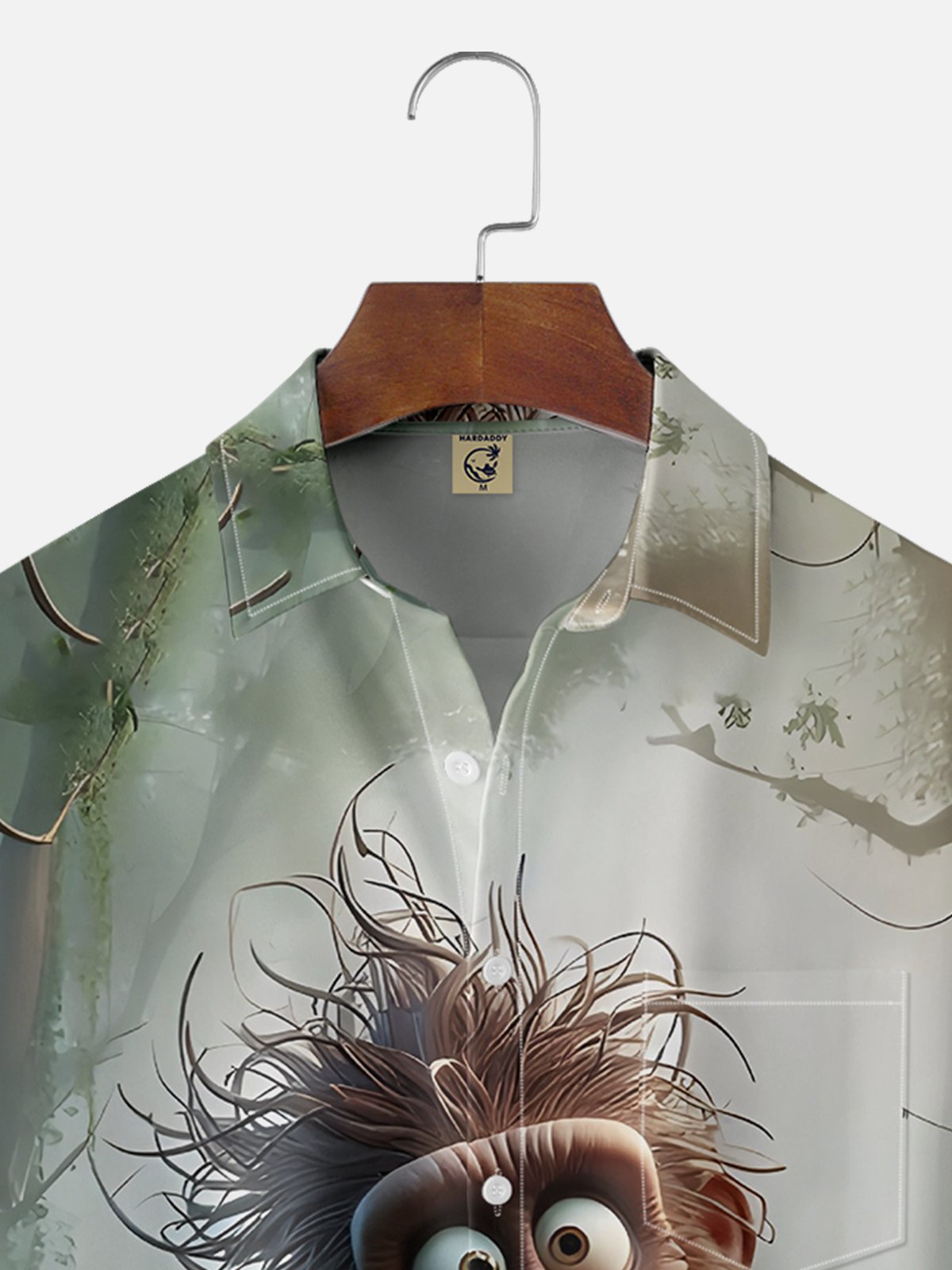 Moisture-wicking Fun Forest Orangutan Chest Pocket Hawaiian Shirt