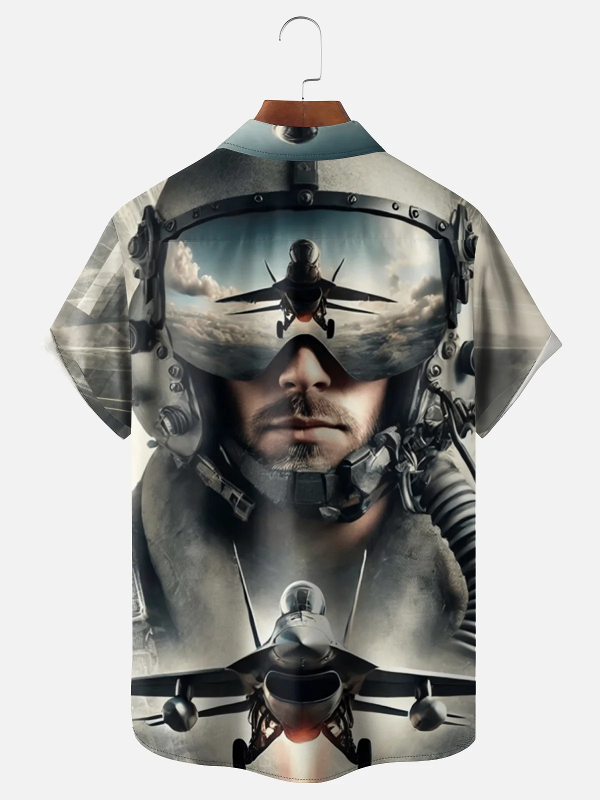 Moisture-wicking Air Force Aircraft Art Memorial Day Chest Pocket Casual Shirt