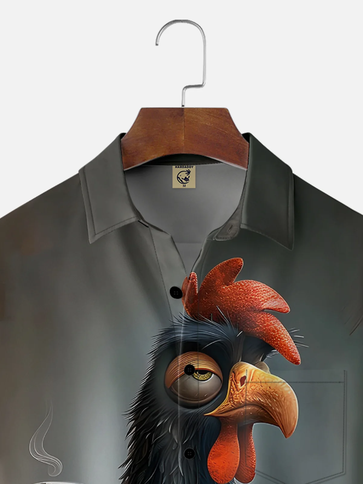 Moisture-wicking Tea Chicken Fun Chest Pocket Hawaiian Shirt