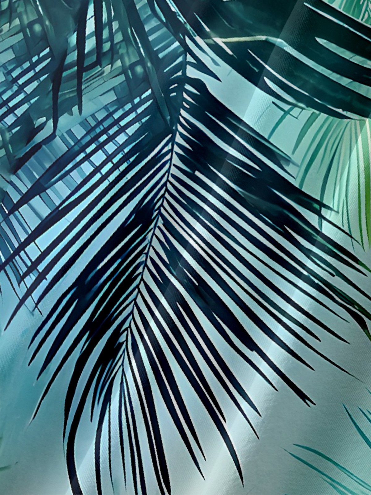 Moisture-wicking Artistic Palm Leaf Avant-garde Chest Pocket Hawaiian Shirt