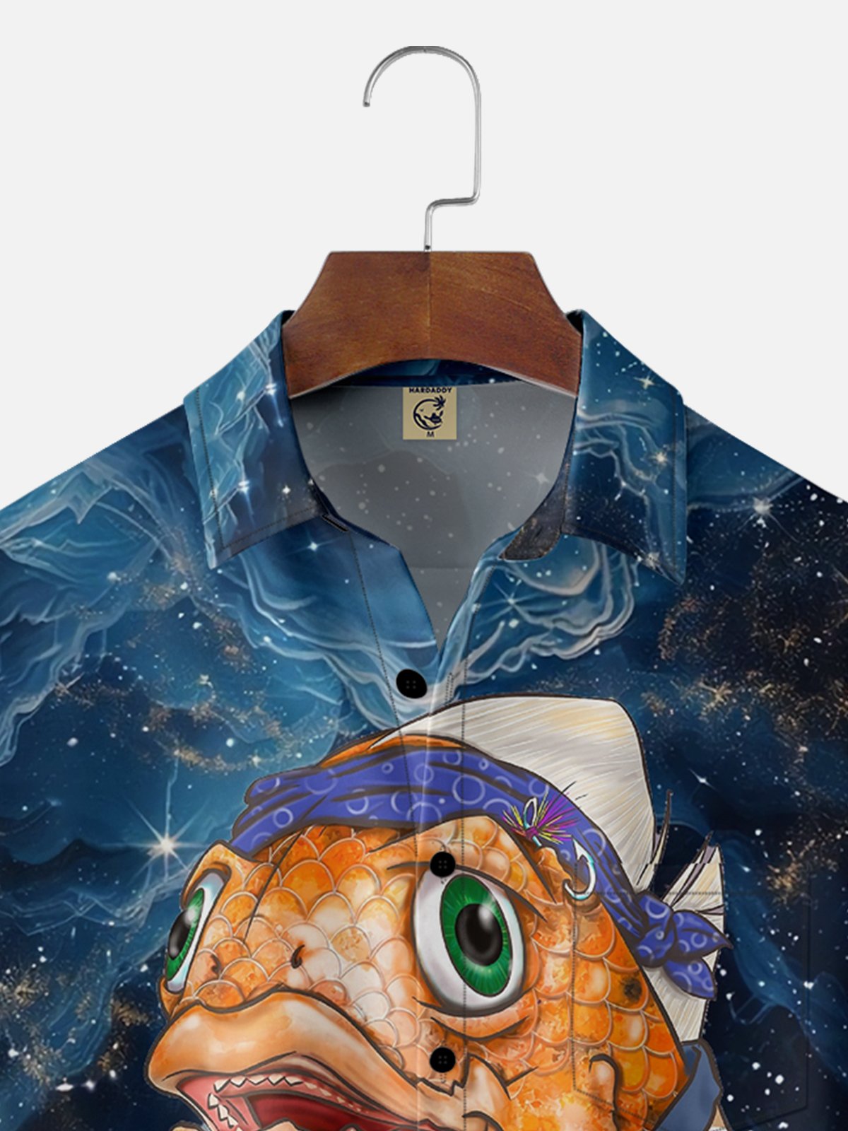 Moisture-wicking Fish Skateboard Texture Art Chest Pocket Casual Shirt