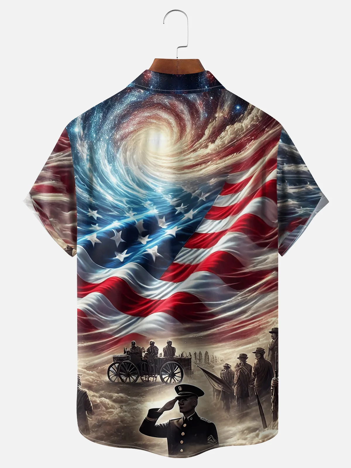 Moisture-wicking Memorial Day American Flag Chest Pocket Casual Shirt