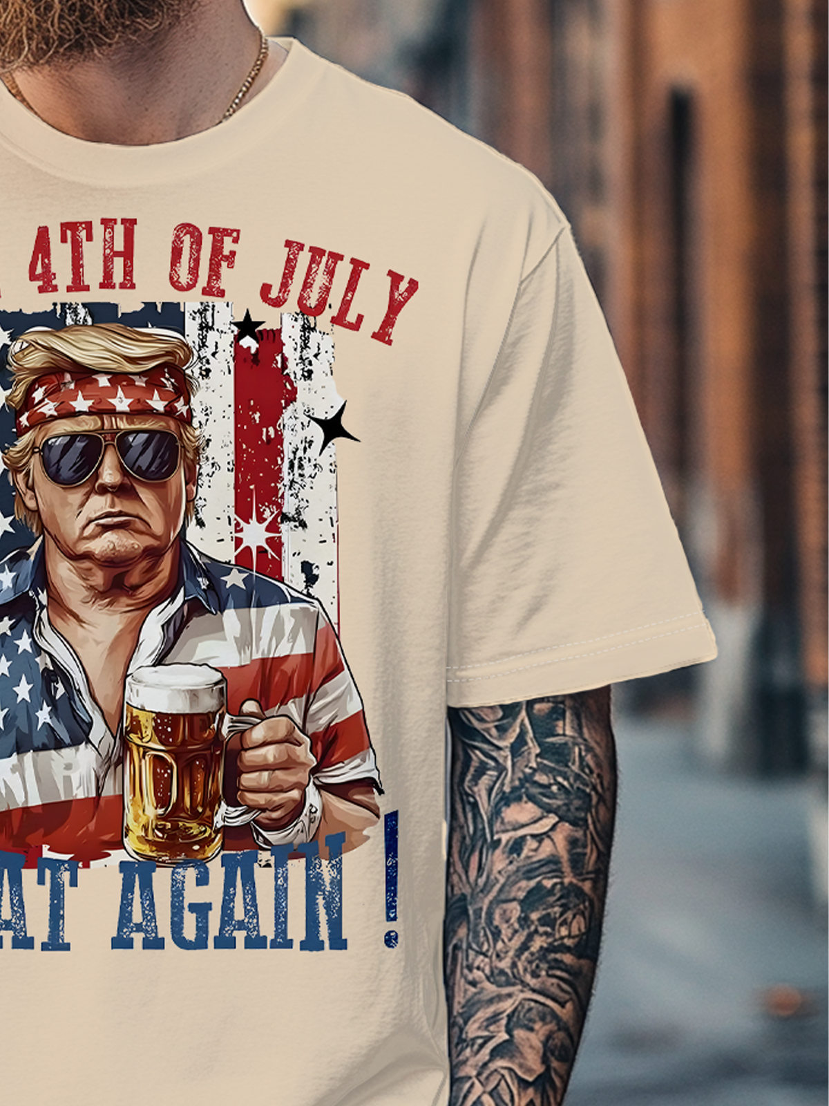 Men's "Make July 4th Great Again" Trump Funny Fitted T-shirts