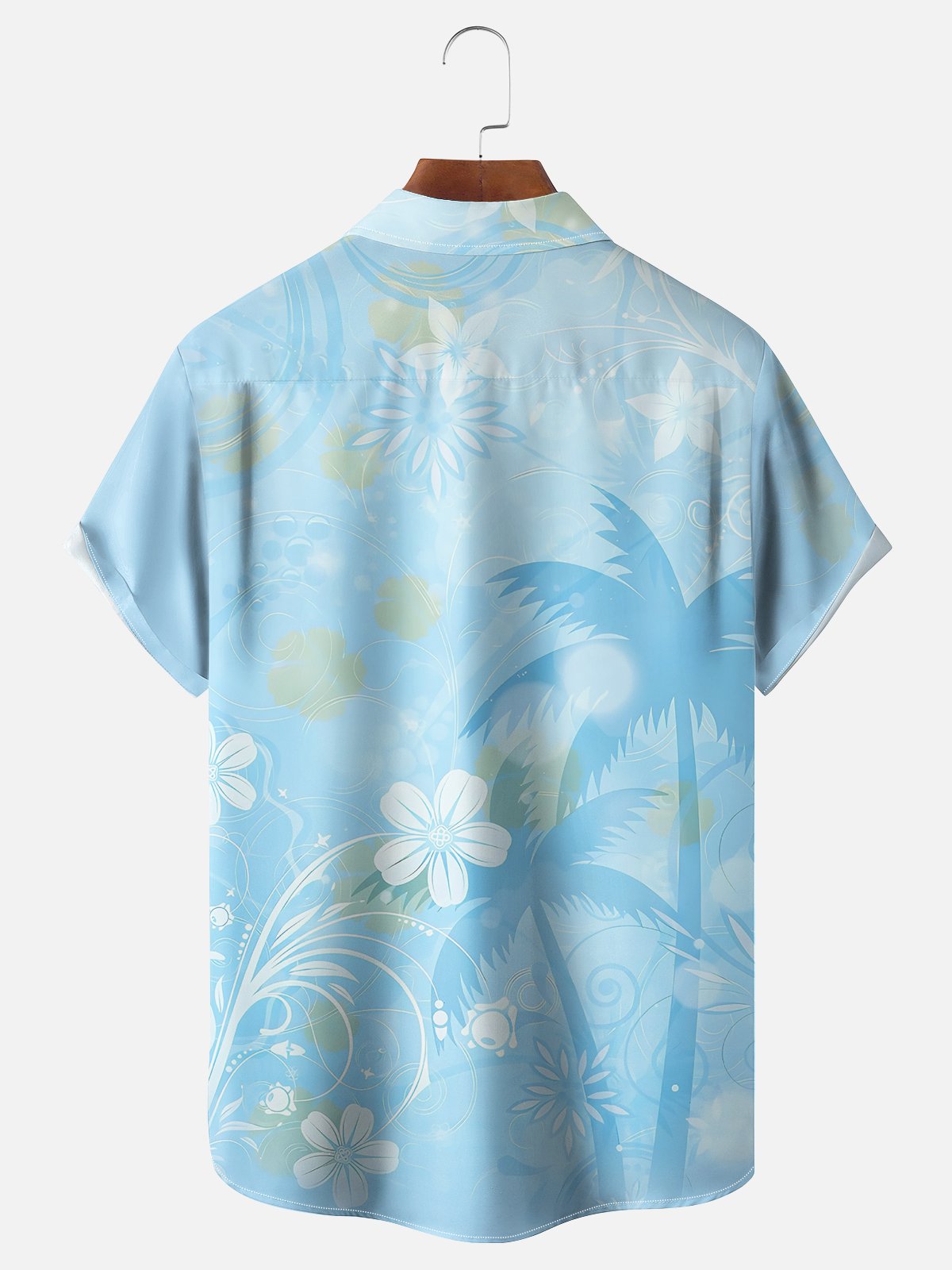 Moisture-wicking Island Coconut Tree Floral Chest Pocket Hawaiian Shirt