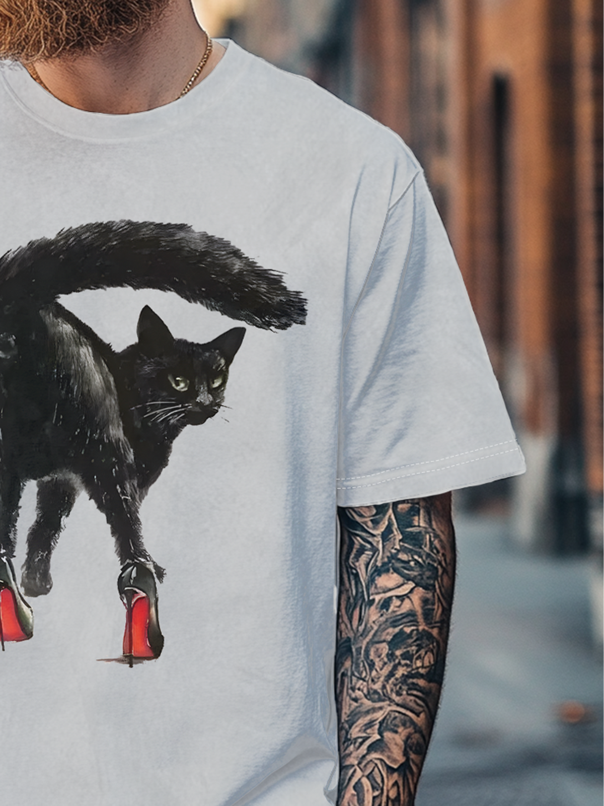 Men's Cat Fun Edgy Fitted T-shirts