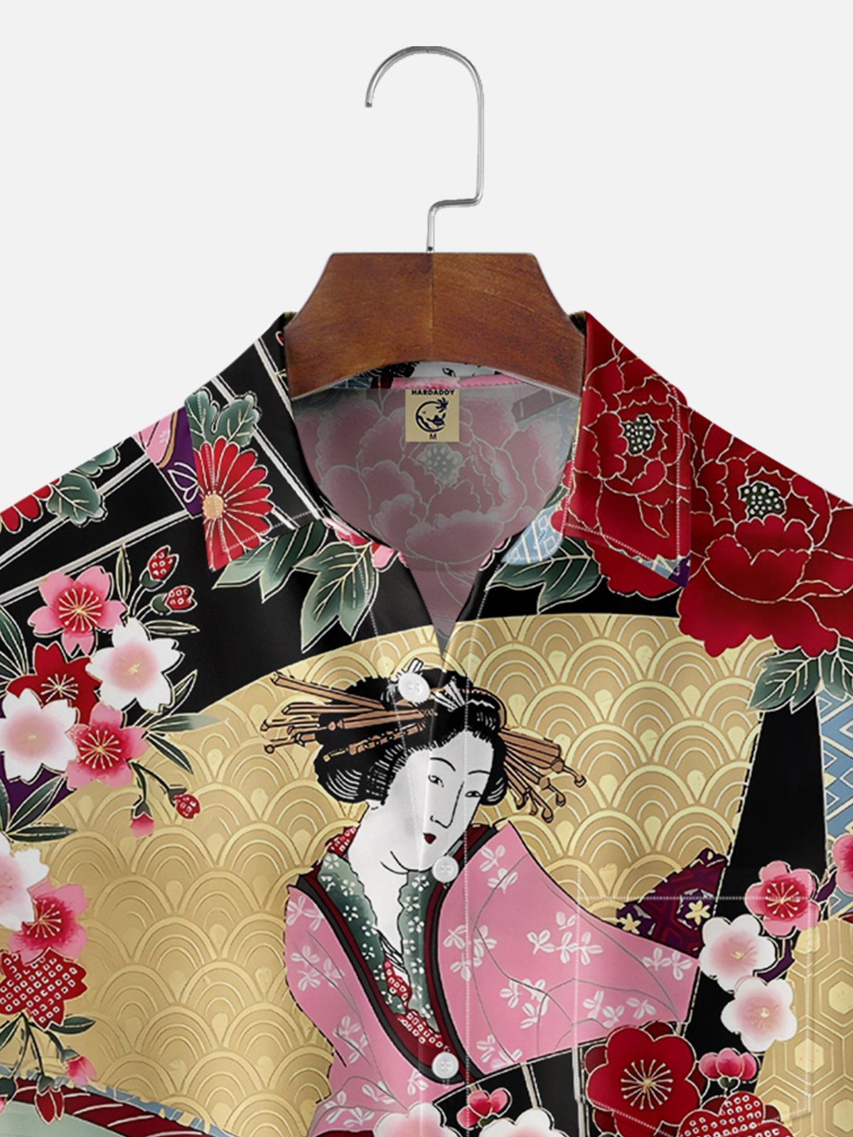 Moisture-wicking Vintage Japanese Geisha Ukiyo-e Art Chest Pocket Casual Shirt